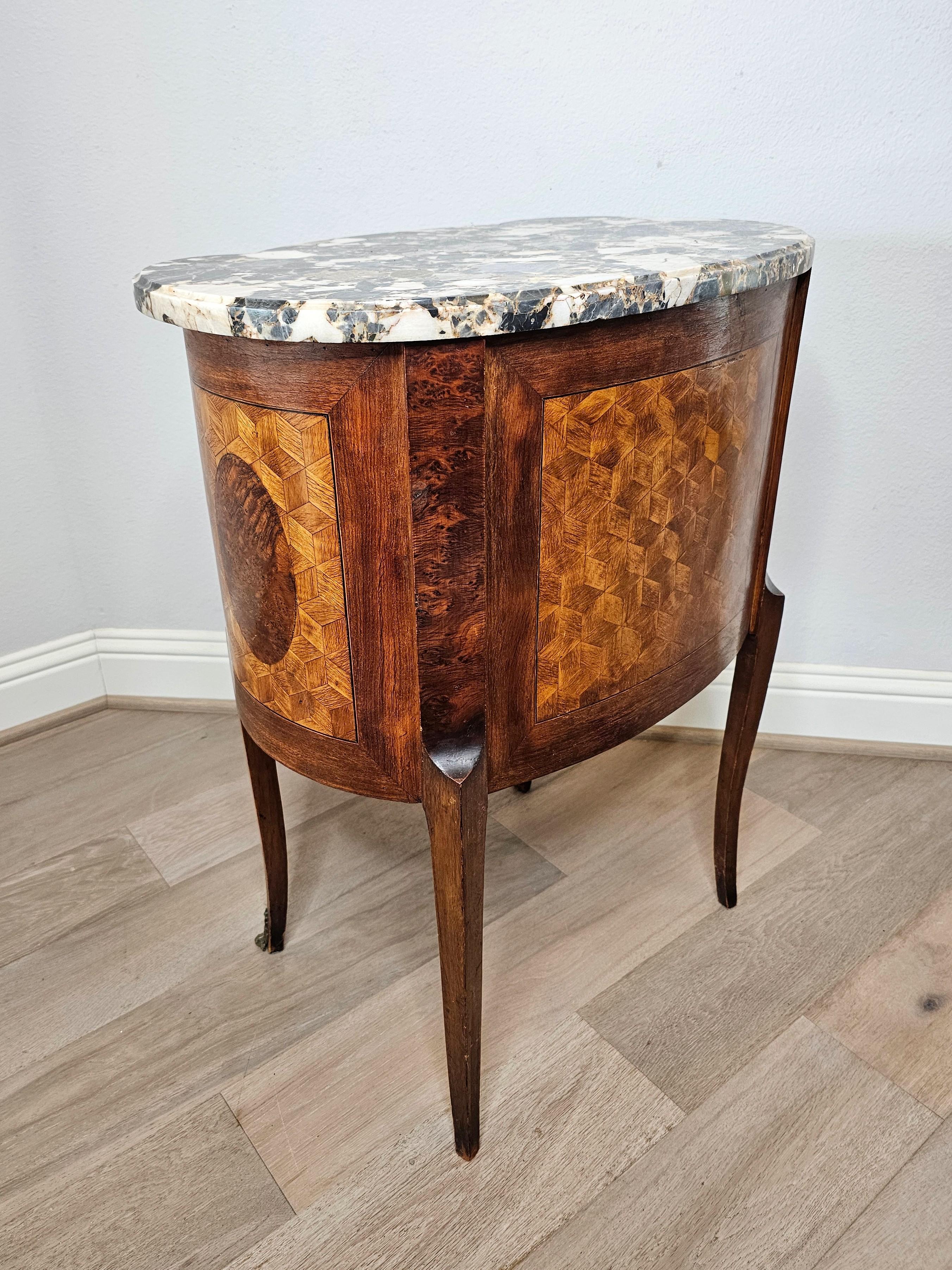 Antique French Louis XVI Parquetry Inlaid Nightstand Side Table 3