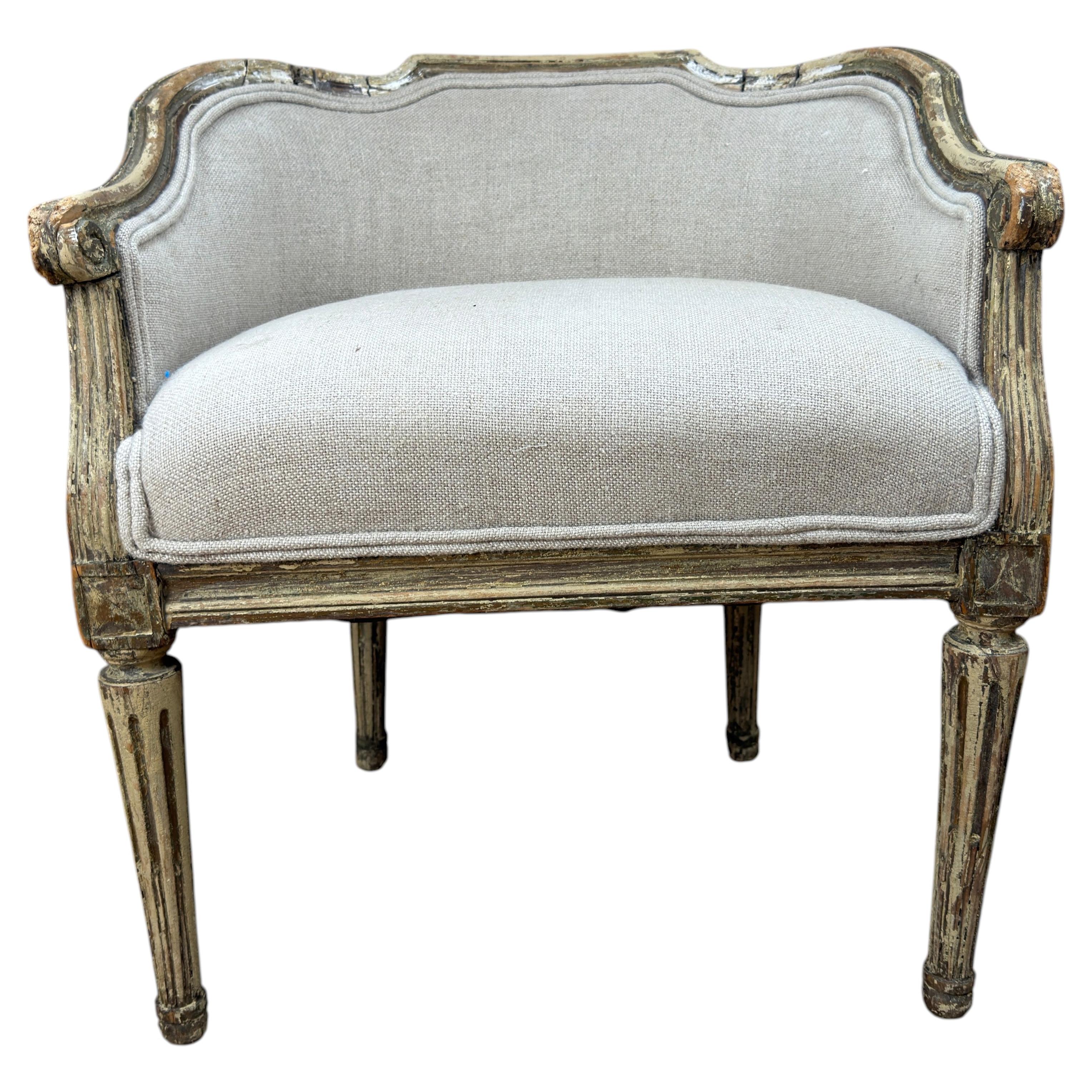 Antiker französischer Louis-XVI-Frisierstuhl „Petite Corbeille“ im Angebot