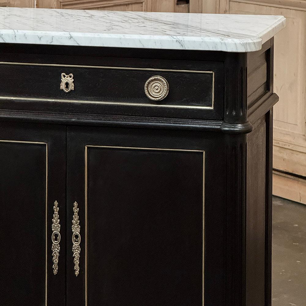 XX secolo Antique French Louis XVI Petite Mahogany Buffet con marmo di Carrara in vendita