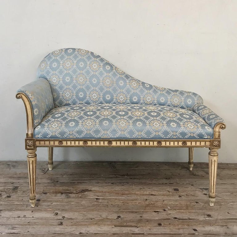 Antique French Louis XVI Petite Painted Chaise Lounge at 1stDibs