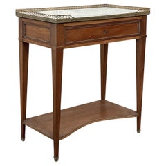 Antique French Louis XVI Rectangular Mahogany Side Table with Carrara Marble Top