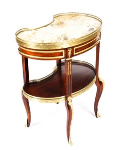 French Louis XVI Revival Kidney Shaped Marble-Top Side Table, 19th Century