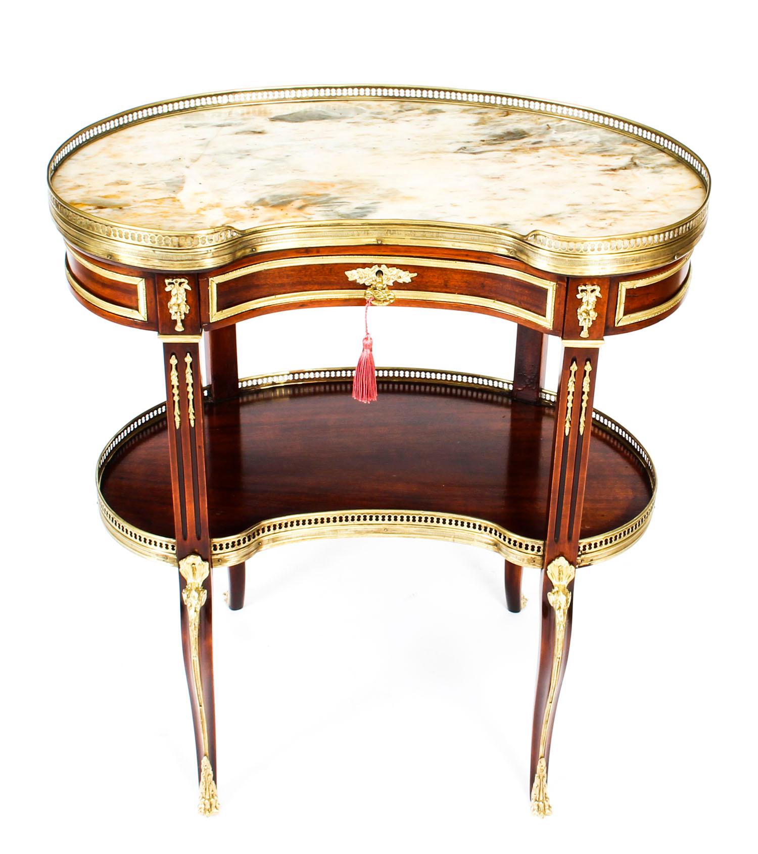 French Louis XVI Revival Kidney Shaped Marble-Top Side Table, 19th Century In Good Condition In London, GB