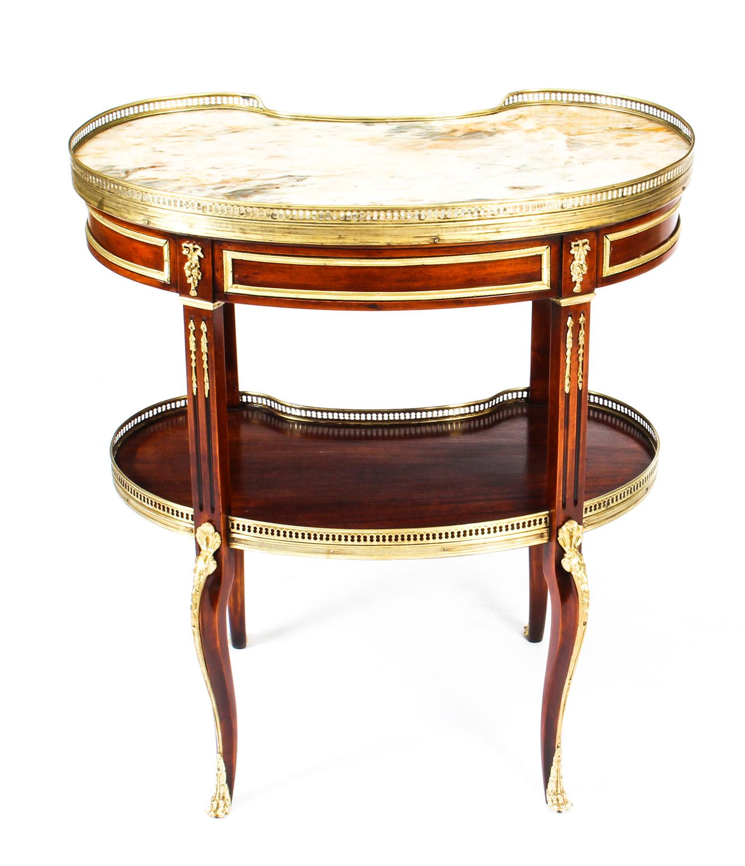 French Louis XVI Revival Kidney Shaped Marble-Top Side Table, 19th Century 2