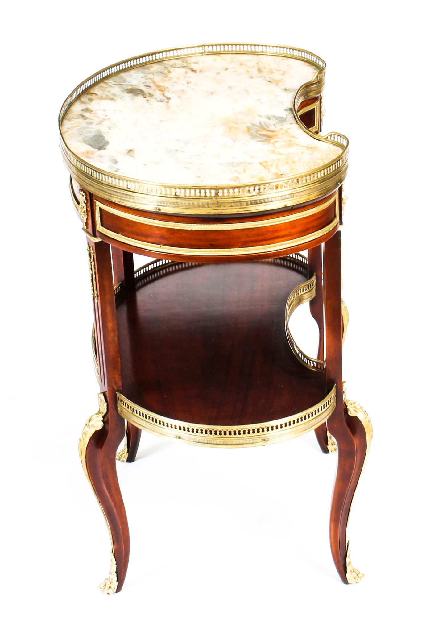 French Louis XVI Revival Kidney Shaped Marble-Top Side Table, 19th Century 3