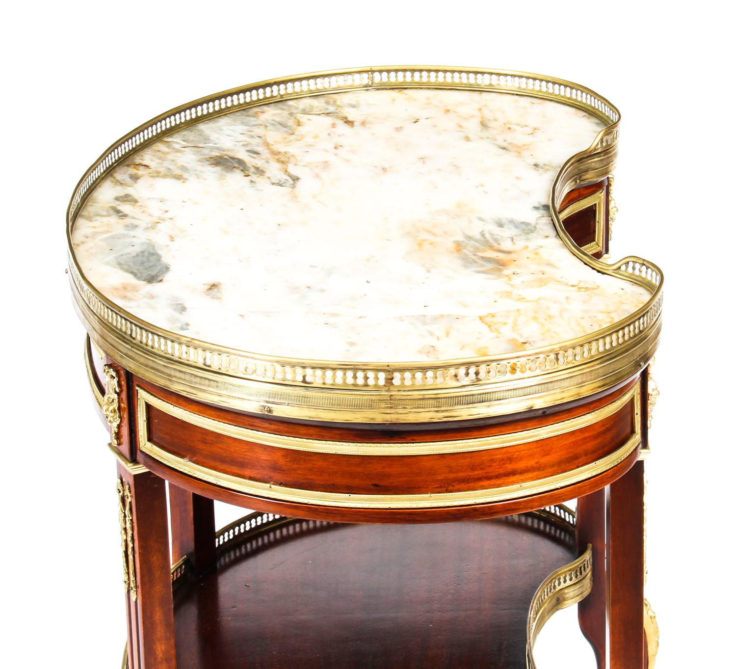 French Louis XVI Revival Kidney Shaped Marble-Top Side Table, 19th Century 4