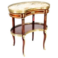 French Louis XVI Revival Kidney Shaped Marble-Top Side Table, 19th Century