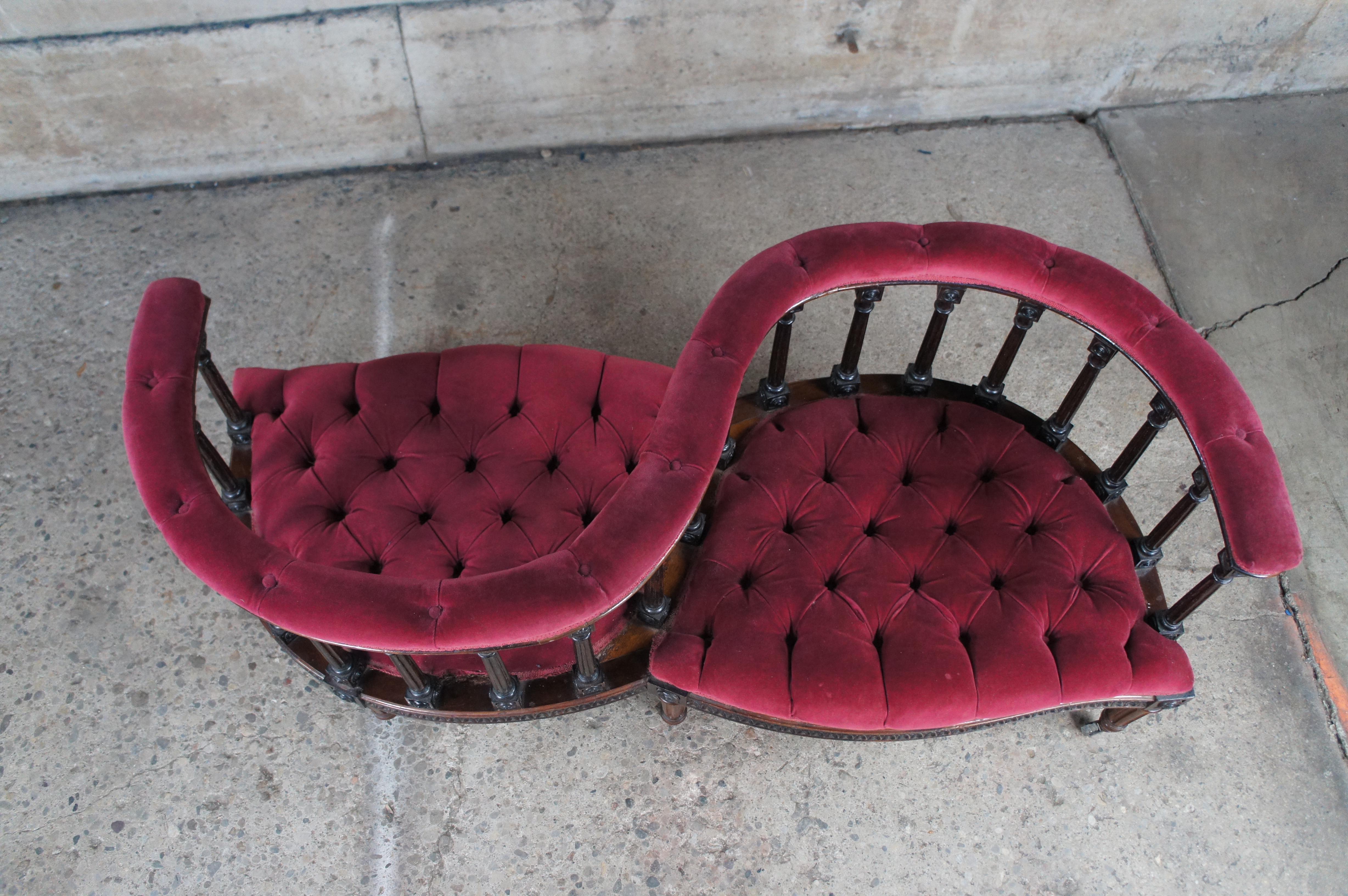 Antique French Louis XVI Rosewood Tete A Tete Conversation Chair Bench Loveseat For Sale 5