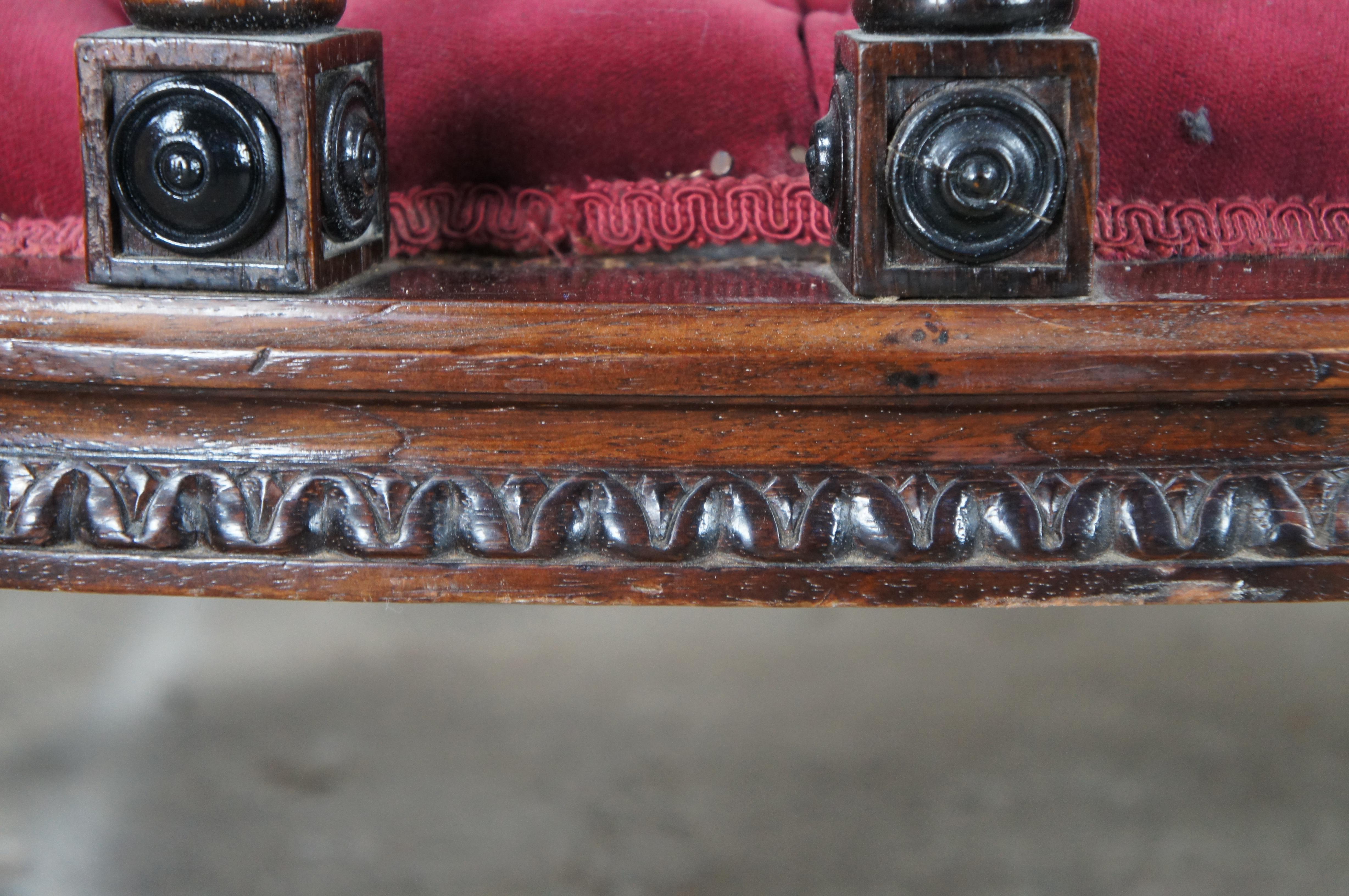 Antique French Louis XVI Rosewood Tete A Tete Conversation Chair Bench Loveseat For Sale 6