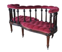 Antique French Louis XVI Rosewood Tete A Tete Conversation Chair Bench Loveseat