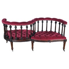 Antique French Louis XVI Rosewood Tete A Tete Conversation Chair Bench Loveseat
