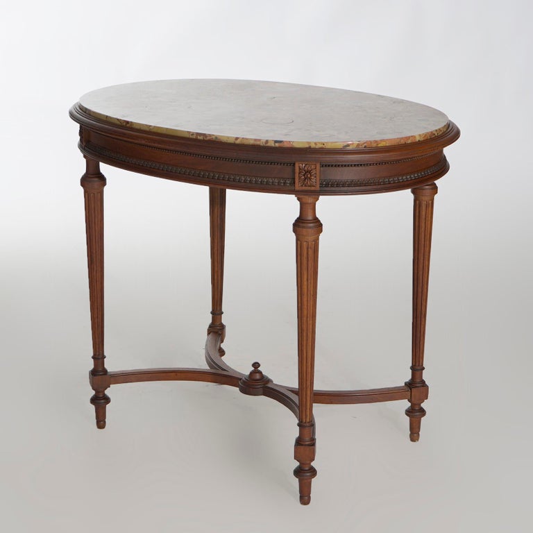 Antique French Louis XVI Rouge Specimen Marble and Walnut Parlor Table ...