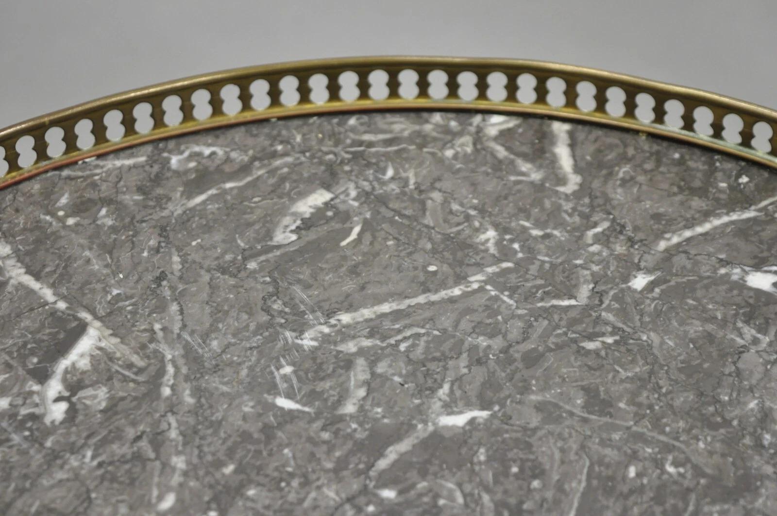 Antique French Louis XVI Round Marble Top Small Bouillotte Drinks Side Table For Sale 4
