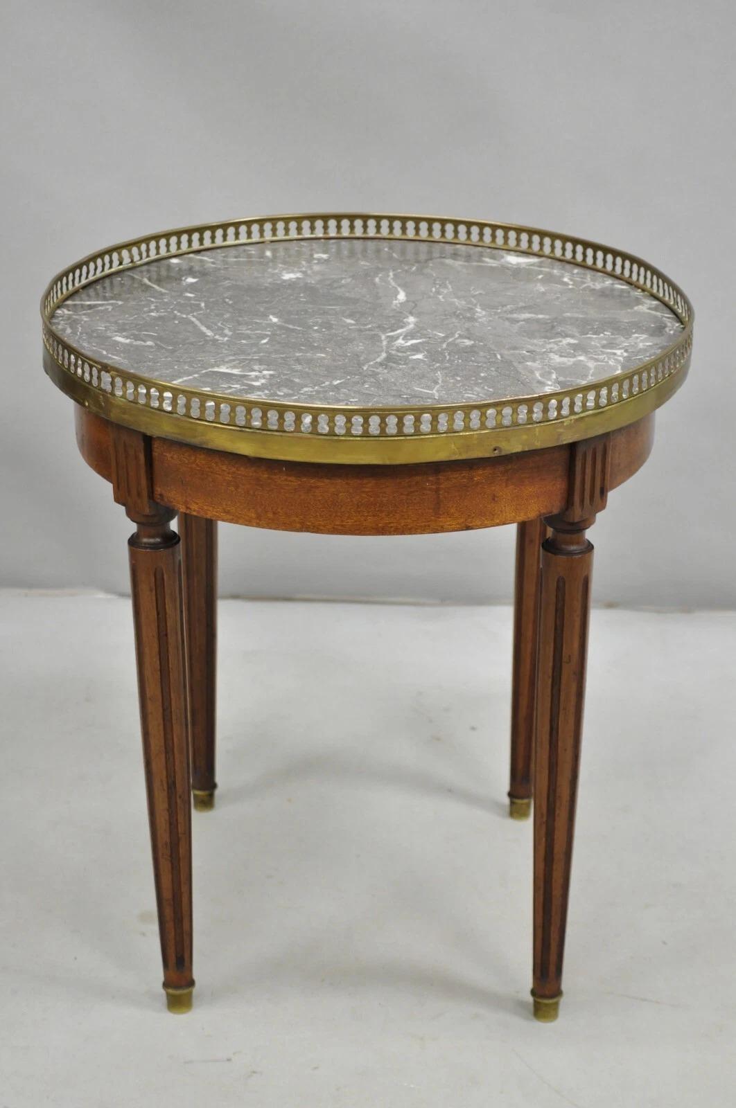 Antique French Louis XVI Round Marble Top Small Bouillotte Drinks Side Table For Sale 5