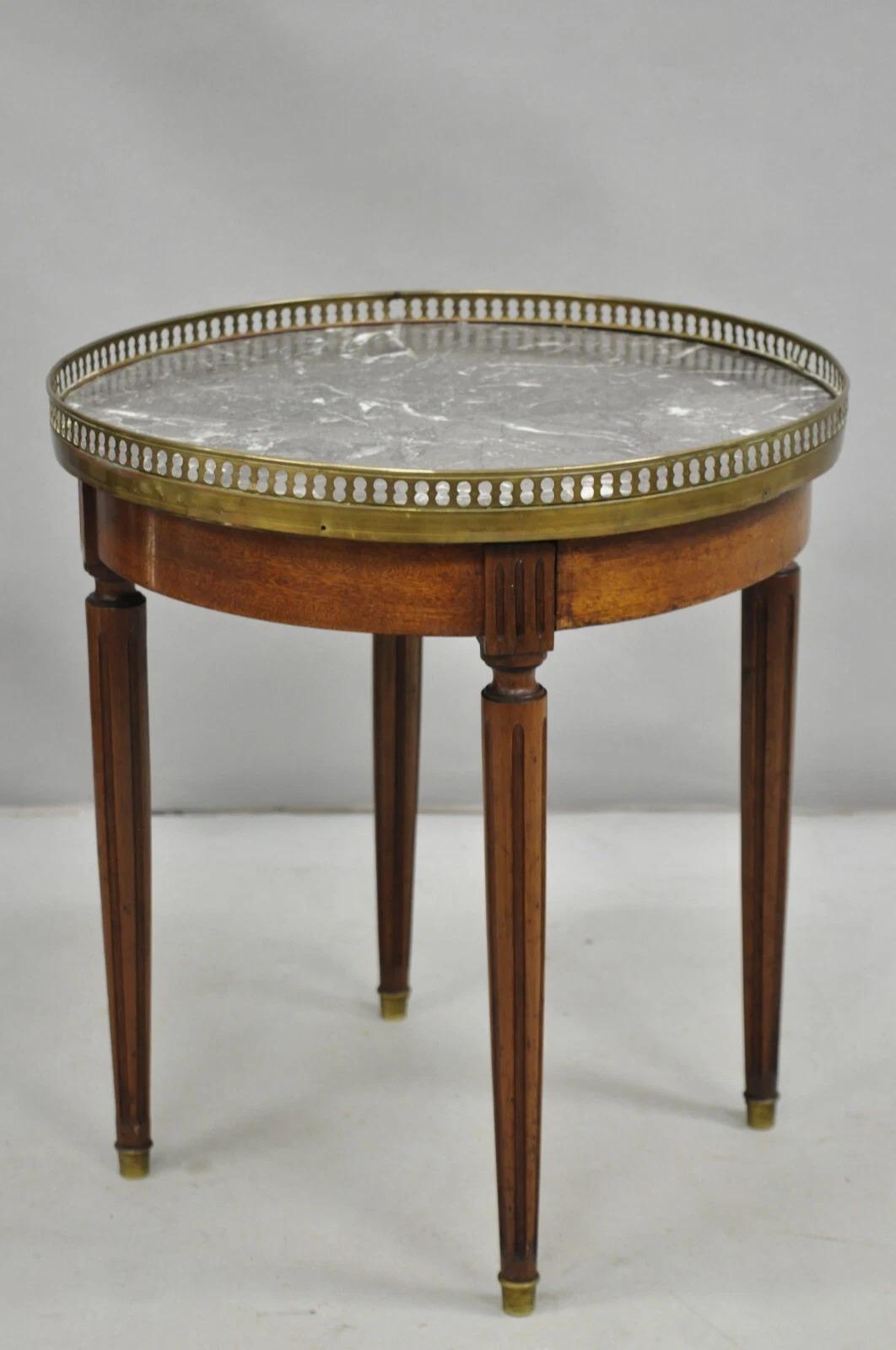Antique French Louis XVI Round Marble Top Small Bouillotte Drinks Side Table For Sale 6