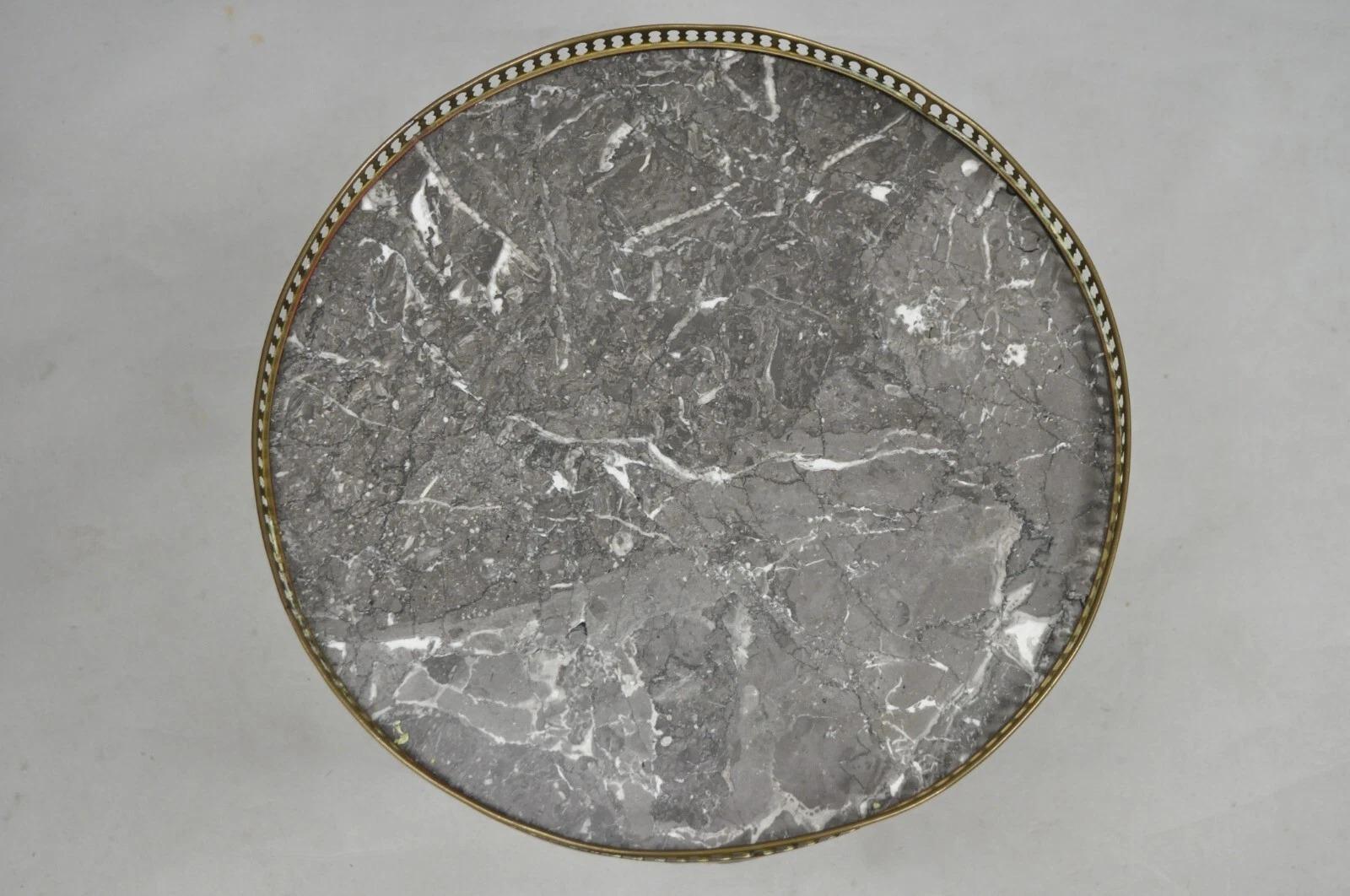 20th Century Antique French Louis XVI Round Marble Top Small Bouillotte Drinks Side Table For Sale