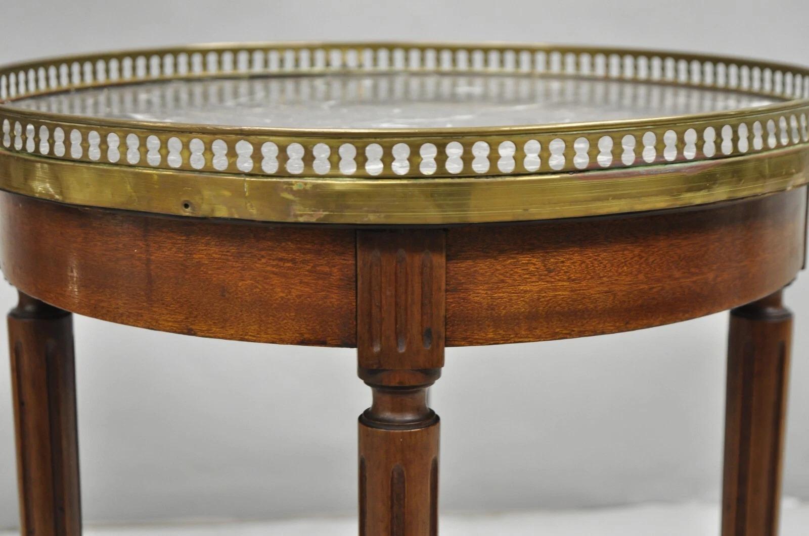 Antique French Louis XVI Round Marble Top Small Bouillotte Drinks Side Table For Sale 1