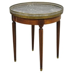 Antique French Louis XVI Round Marble Top Small Bouillotte Drinks Side Table