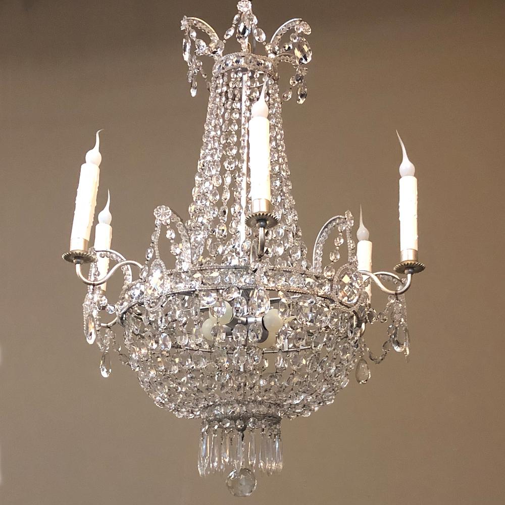 Hand-Crafted Antique French Louis XVI Sack of Pearls Chandelier For Sale