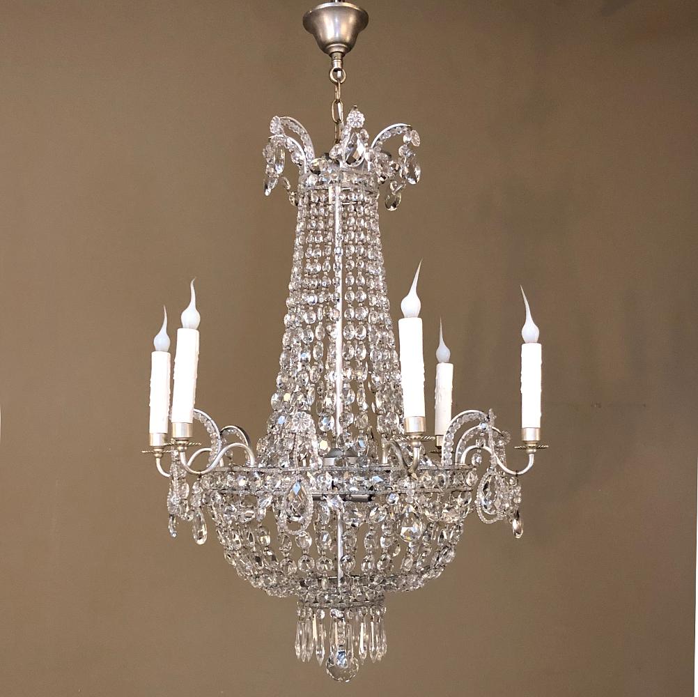 Crystal Antique French Louis XVI Sack of Pearls Chandelier For Sale