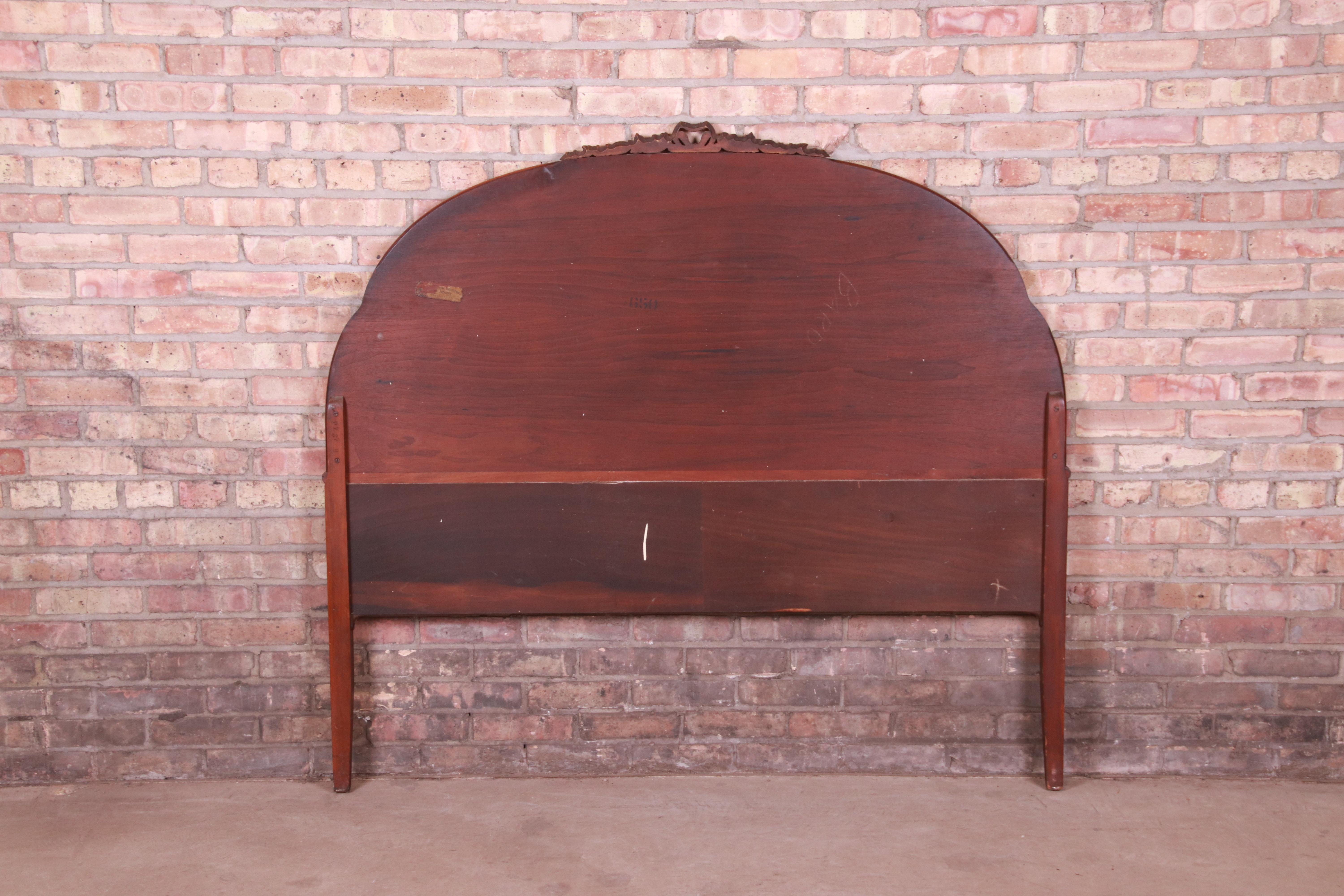 Antique French Louis XVI Satinwood and Mahogany Full Size Headboard by Saginaw In Good Condition In South Bend, IN