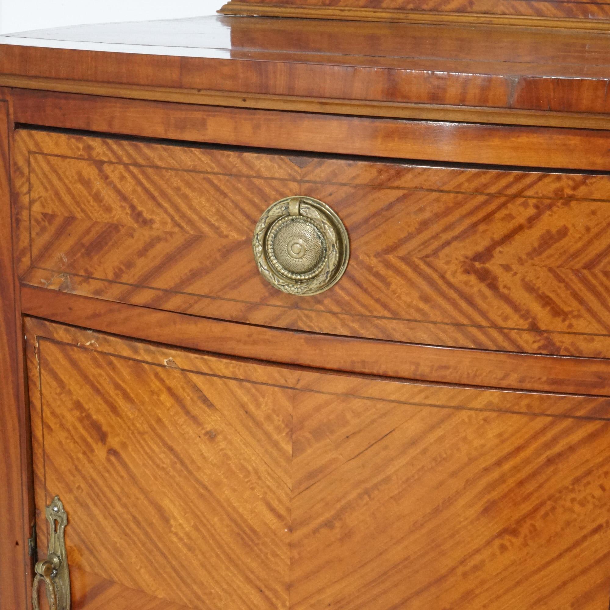 Antique French Louis XVI Satinwood Bow Front Side Table with Cabinet, circa 1920 For Sale 6
