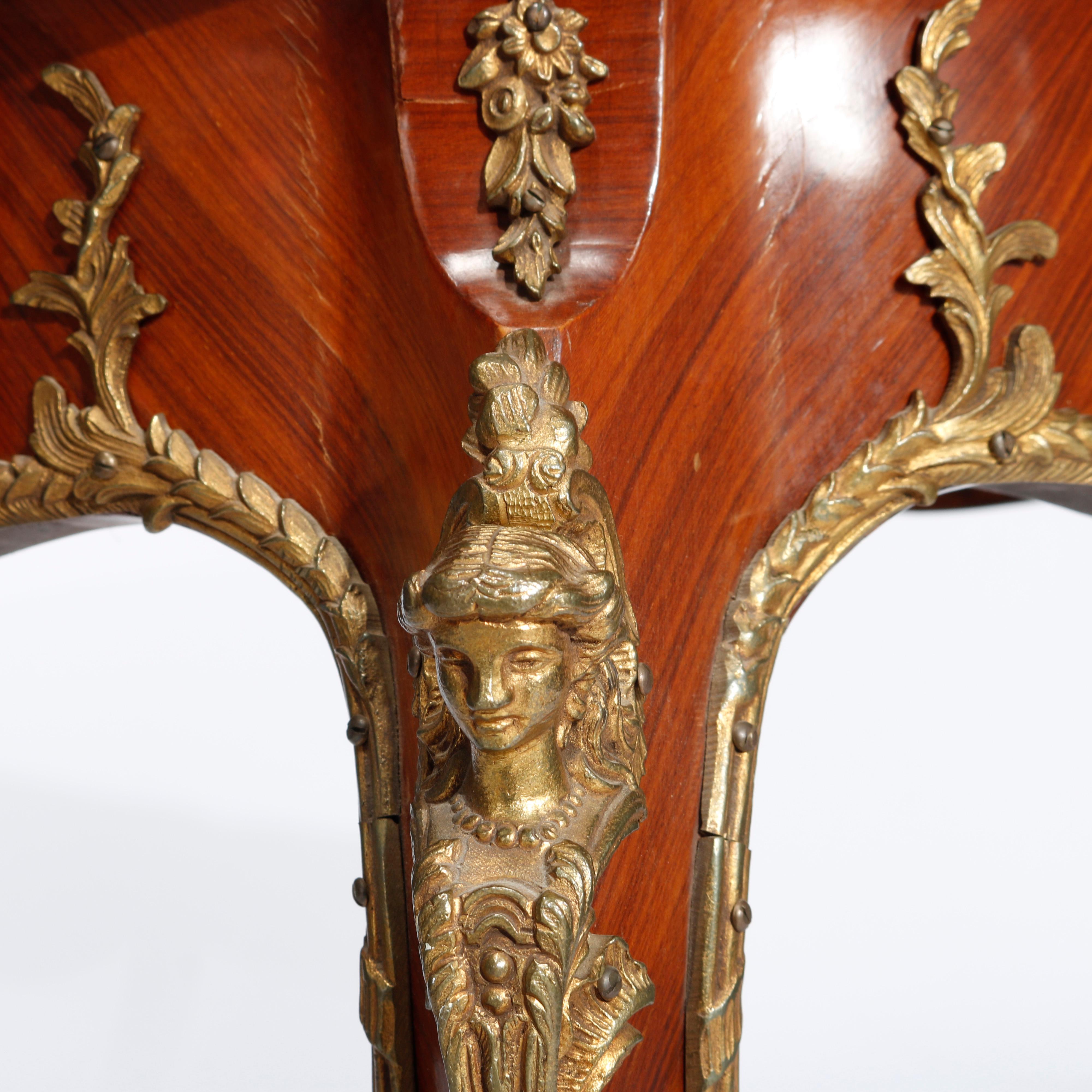 Antique French Louis XVI Satinwood & Figural Ormolu Bureau Plat Desk, Circa 1890 2