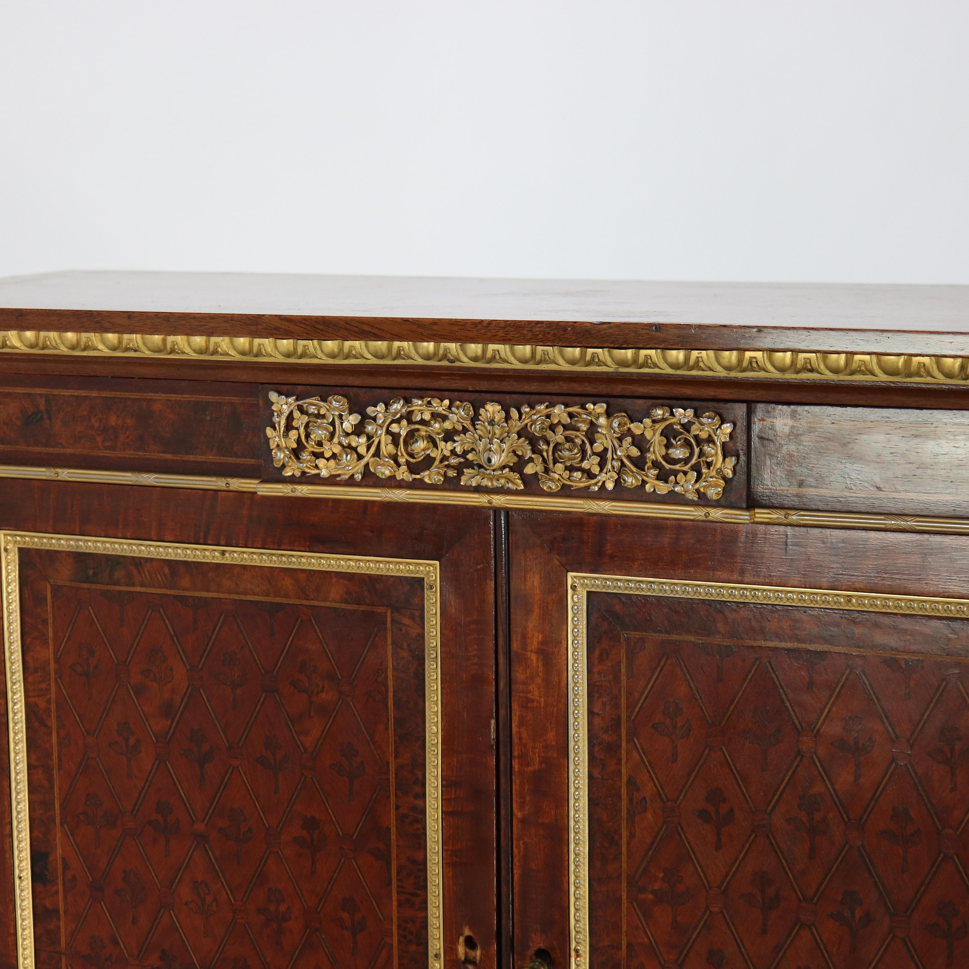 Ancien bureau secrétaire de dame Louis XVI en bois de satin, bois de roi et bois de rose 4