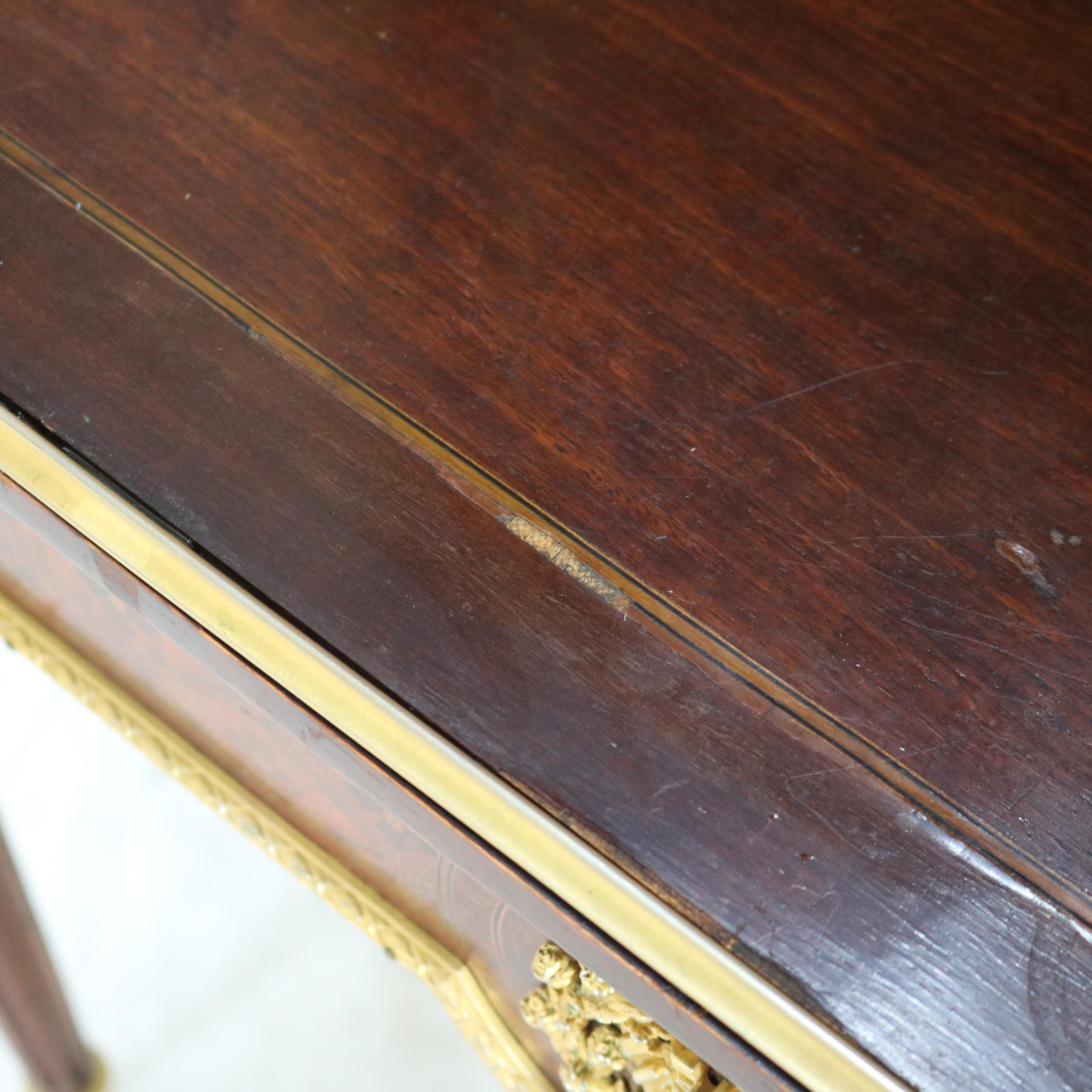 Ancien bureau secrétaire de dame Louis XVI en bois de satin, bois de roi et bois de rose 7