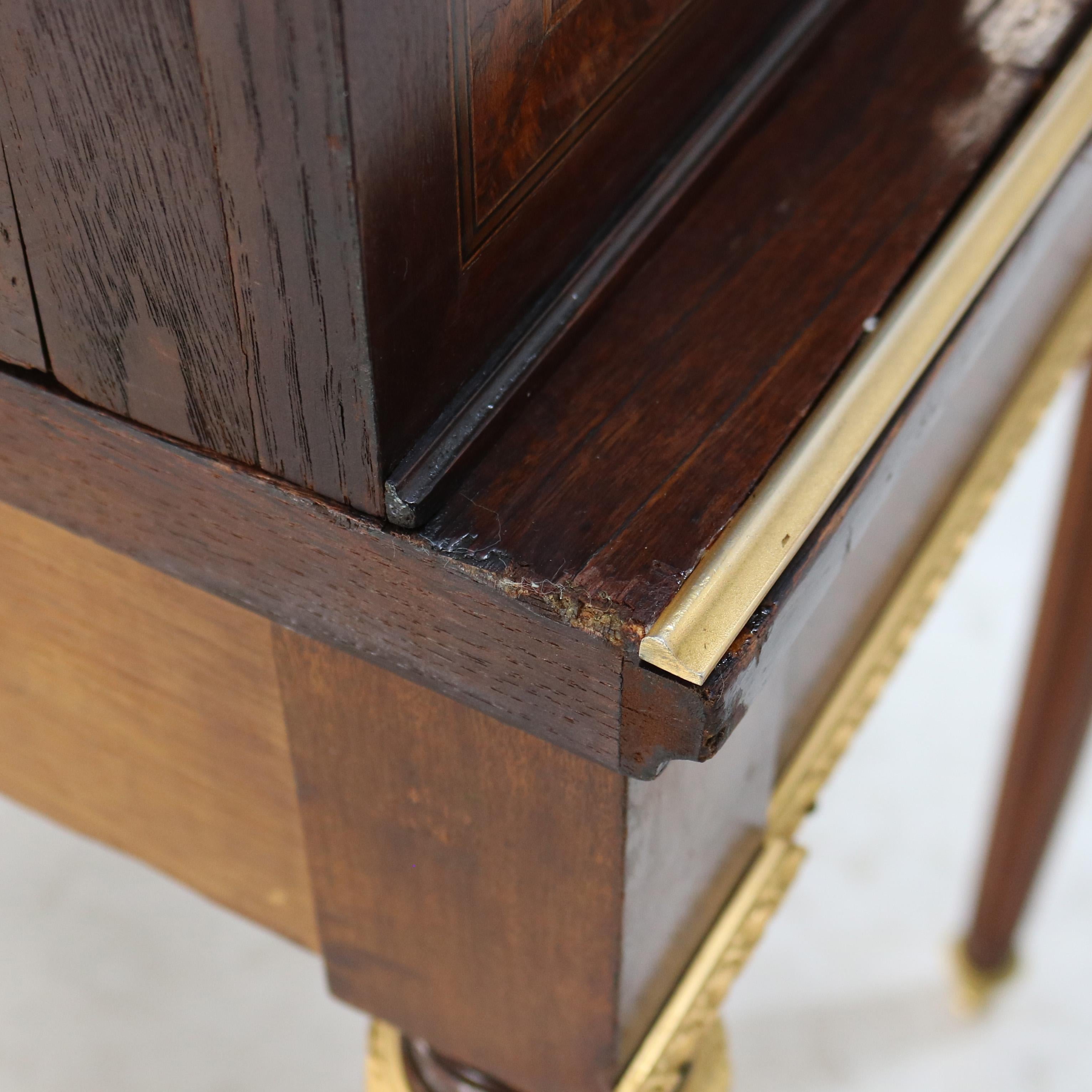Ancien bureau secrétaire de dame Louis XVI en bois de satin, bois de roi et bois de rose 14