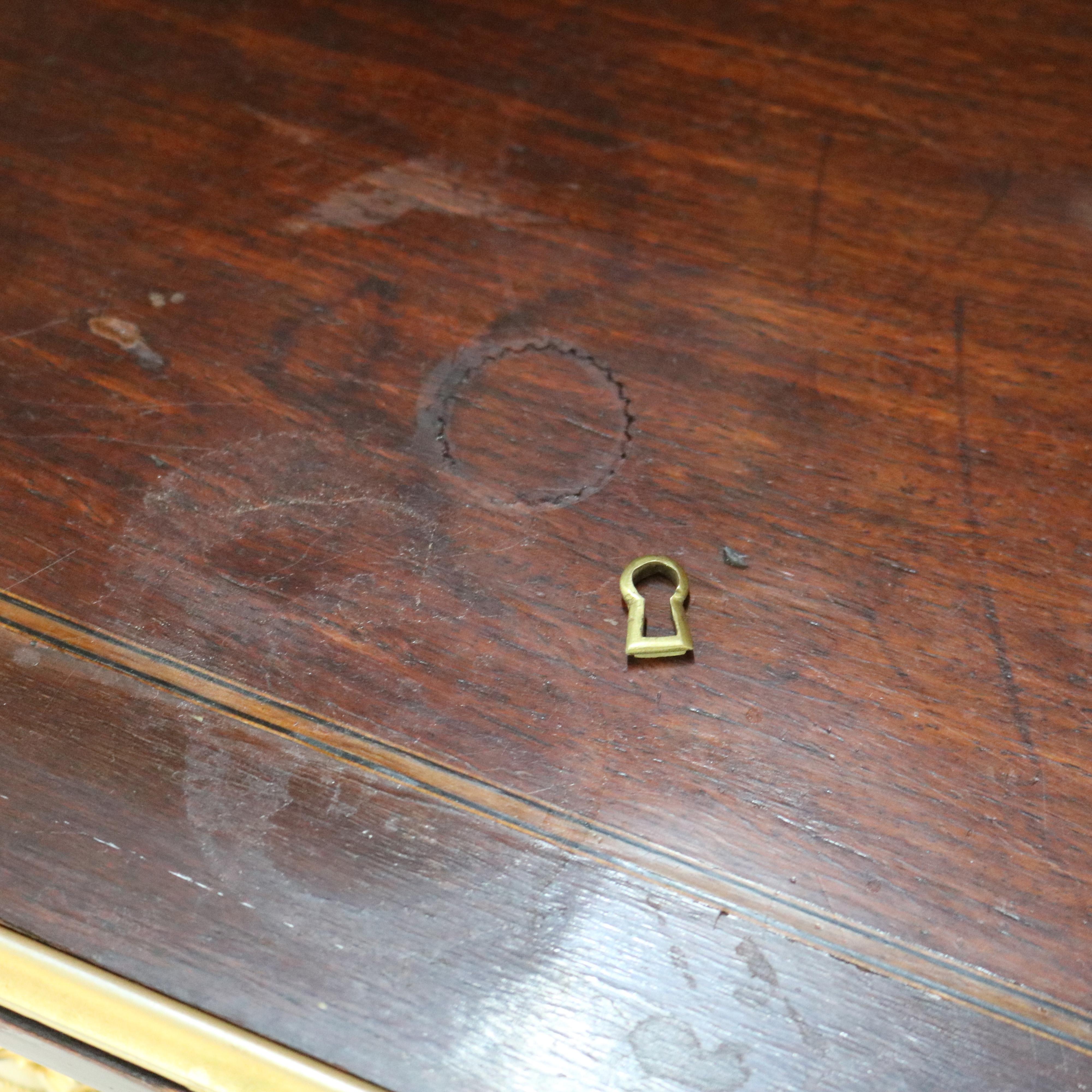 Ancien bureau secrétaire de dame Louis XVI en bois de satin, bois de roi et bois de rose 1