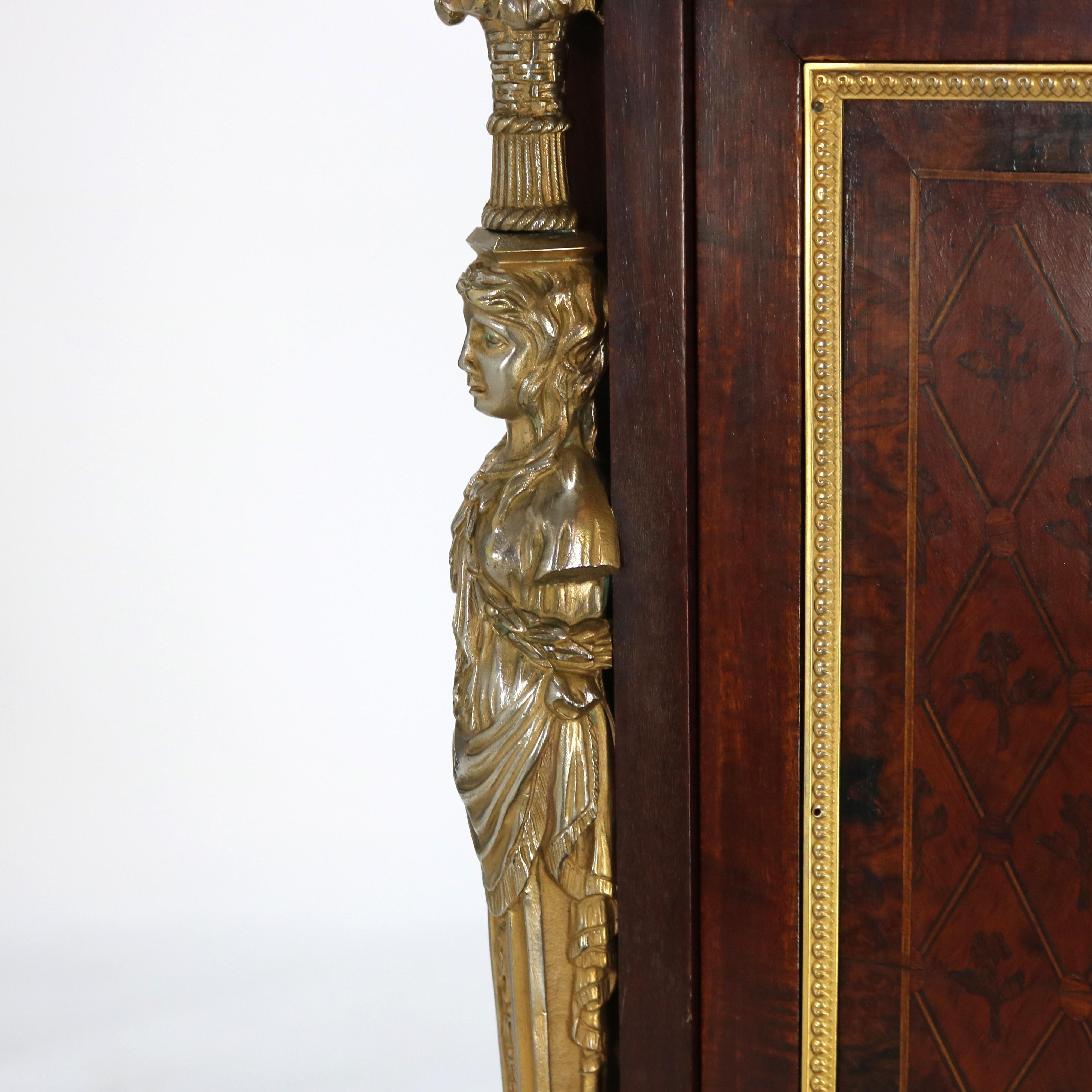 Ancien bureau secrétaire de dame Louis XVI en bois de satin, bois de roi et bois de rose 3