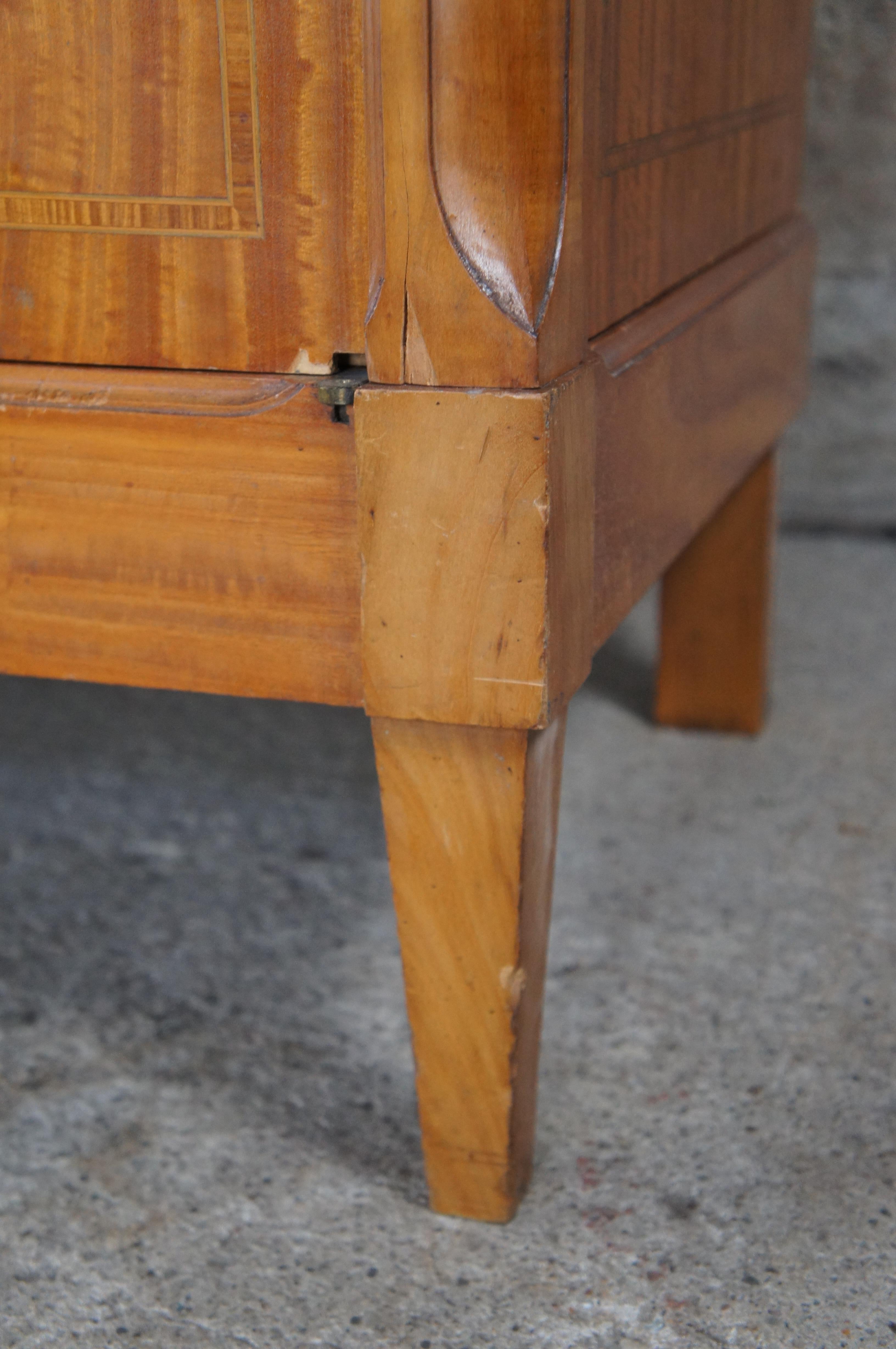 Antique French Louis XVI Satinwood Knockdown Armoire Wardrobe Linen Press Mirror 2