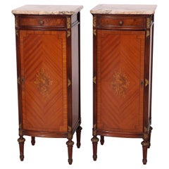 Antique French Louis XVI Satinwood & Marble Parcel Gilt Lingerie Chests c1900