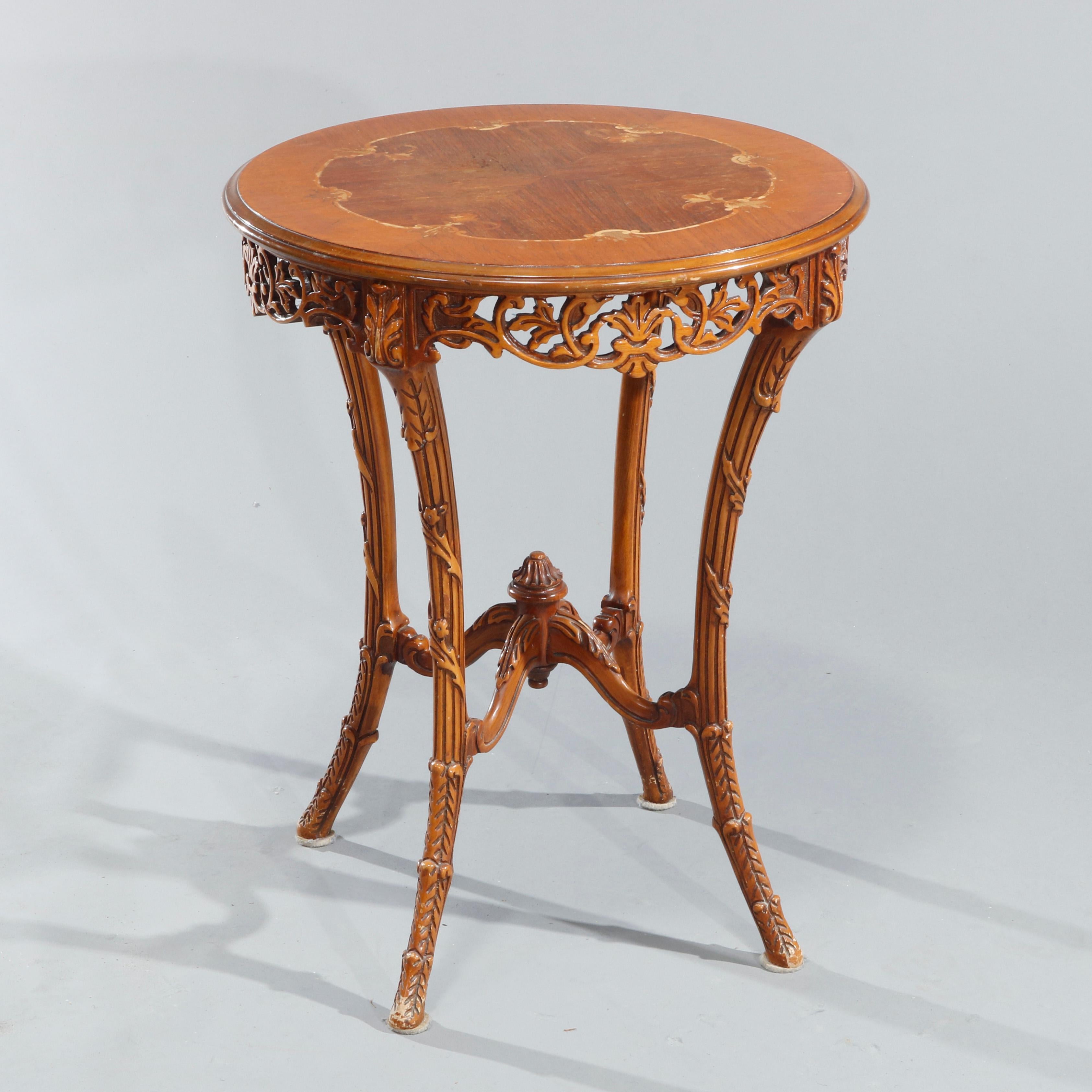 Antique French Louis XVI Satinwood & Rosewood Marquetry Side Tables, c 1930 In Good Condition For Sale In Big Flats, NY