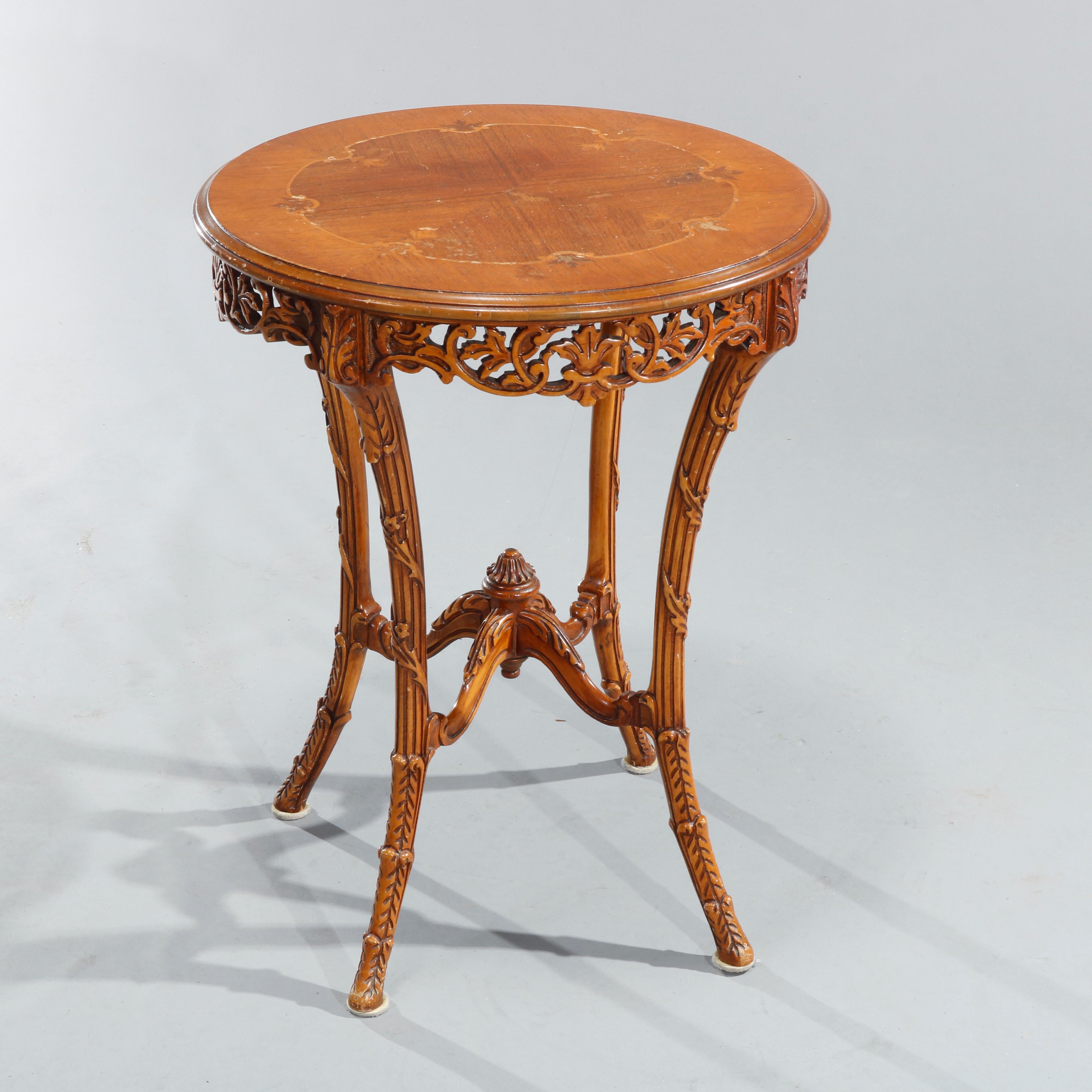 Antique French Louis XVI Satinwood & Rosewood Marquetry Side Tables, c 1930 For Sale 1