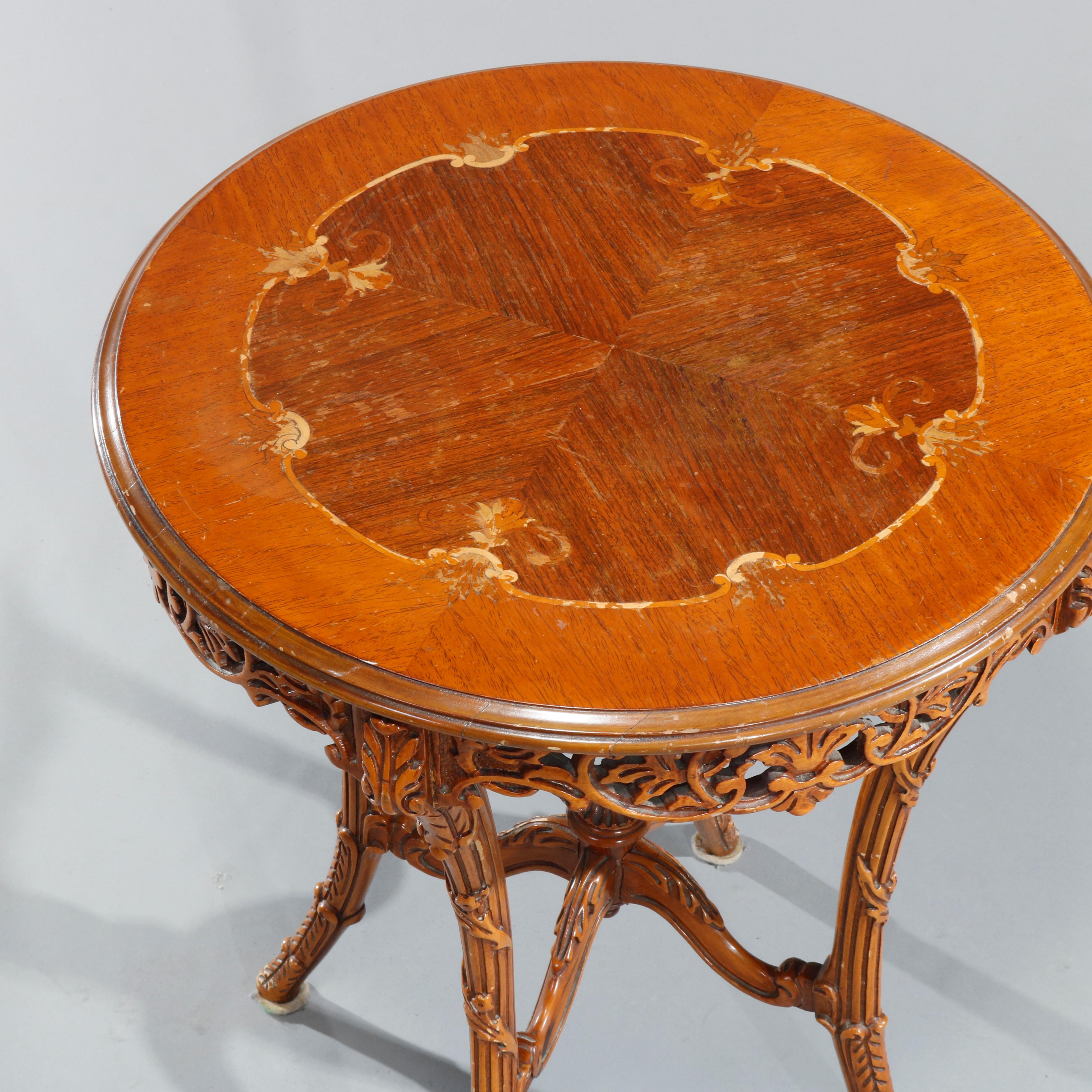 Antique French Louis XVI Satinwood & Rosewood Marquetry Side Tables, c 1930 For Sale 2