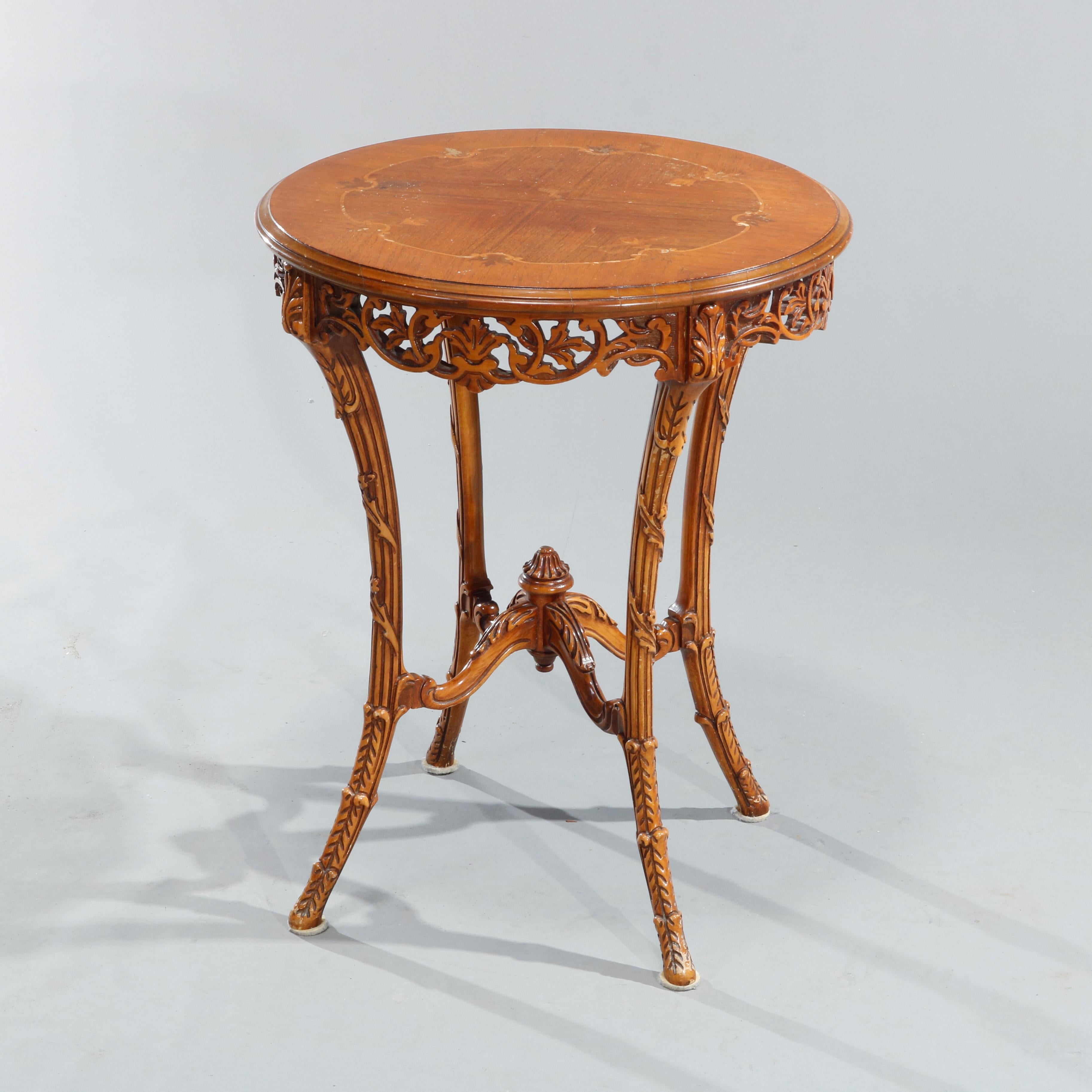 Antique French Louis XVI Satinwood & Rosewood Marquetry Side Tables, c 1930 For Sale 4