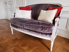 Antique French Louis XVI SeatAntique French Sofa, Maison Pierre Frey Velvet