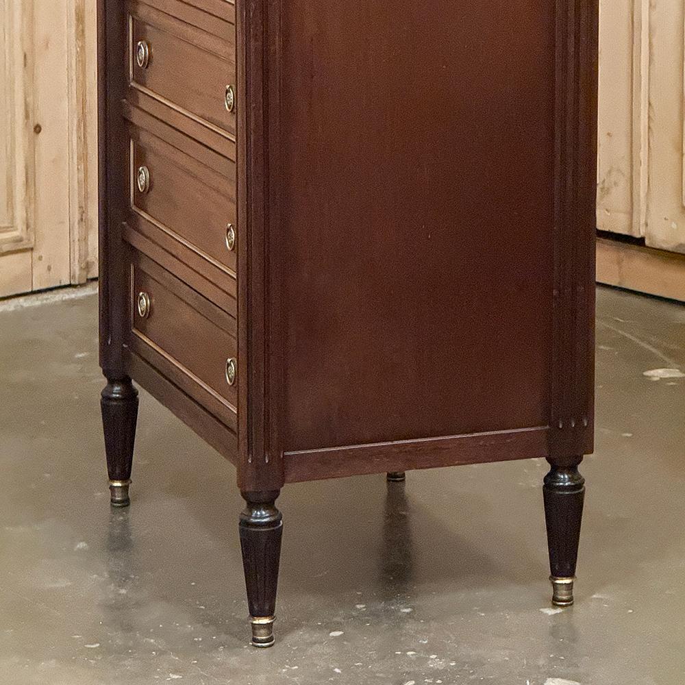 Antique French Louis XVI Semainier ~ Tall Chest of Drawers with Carrara Marble For Sale 6
