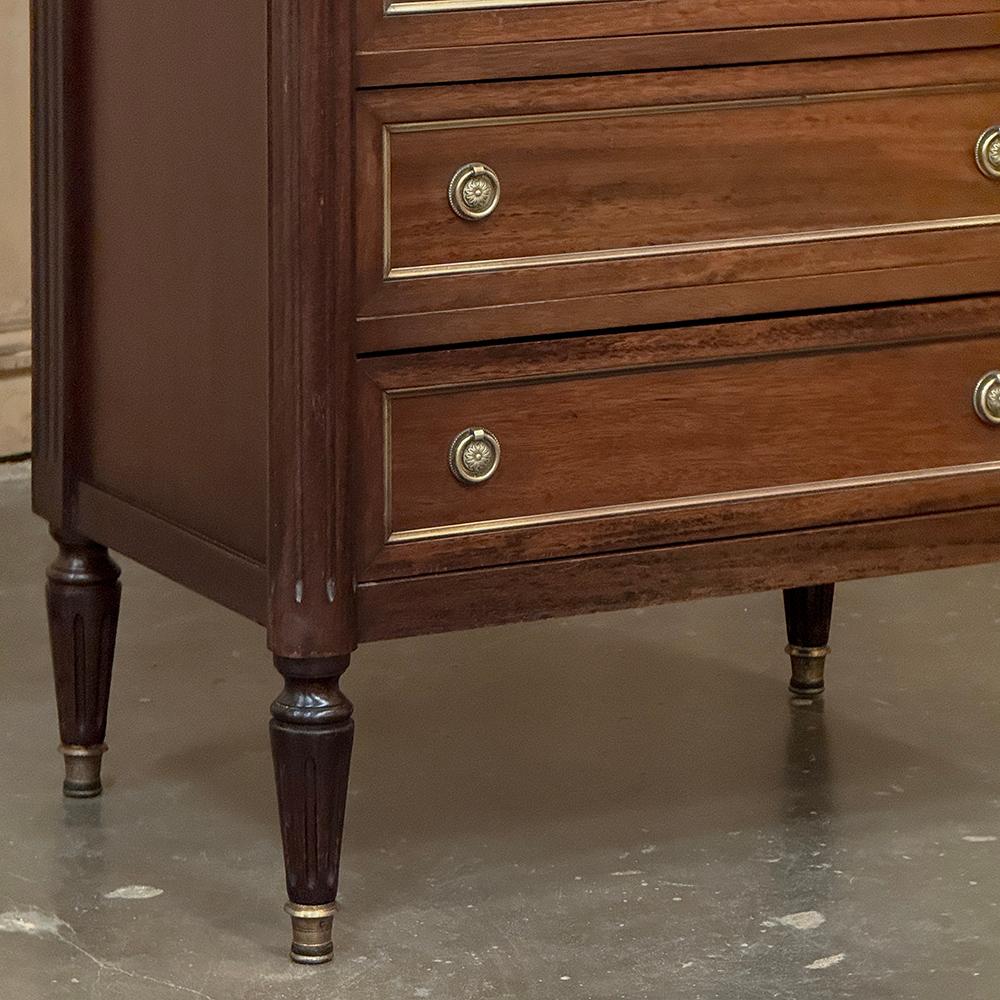 Antique French Louis XVI Semainier ~ Tall Chest of Drawers with Carrara Marble For Sale 1