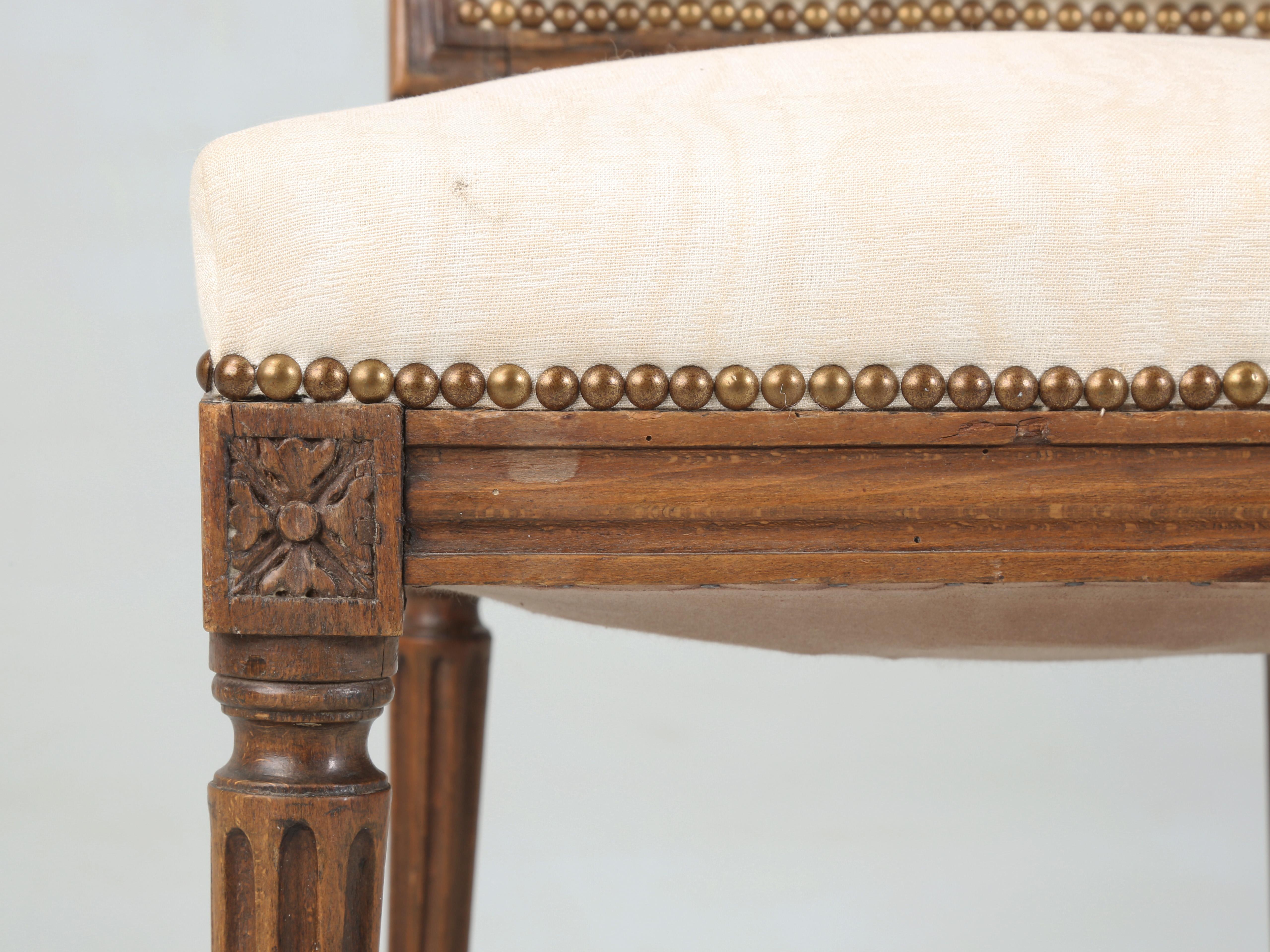 Antique French Louis XVI Side Chair in Hand-Carved Walnut Over 200-Years Old For Sale 5