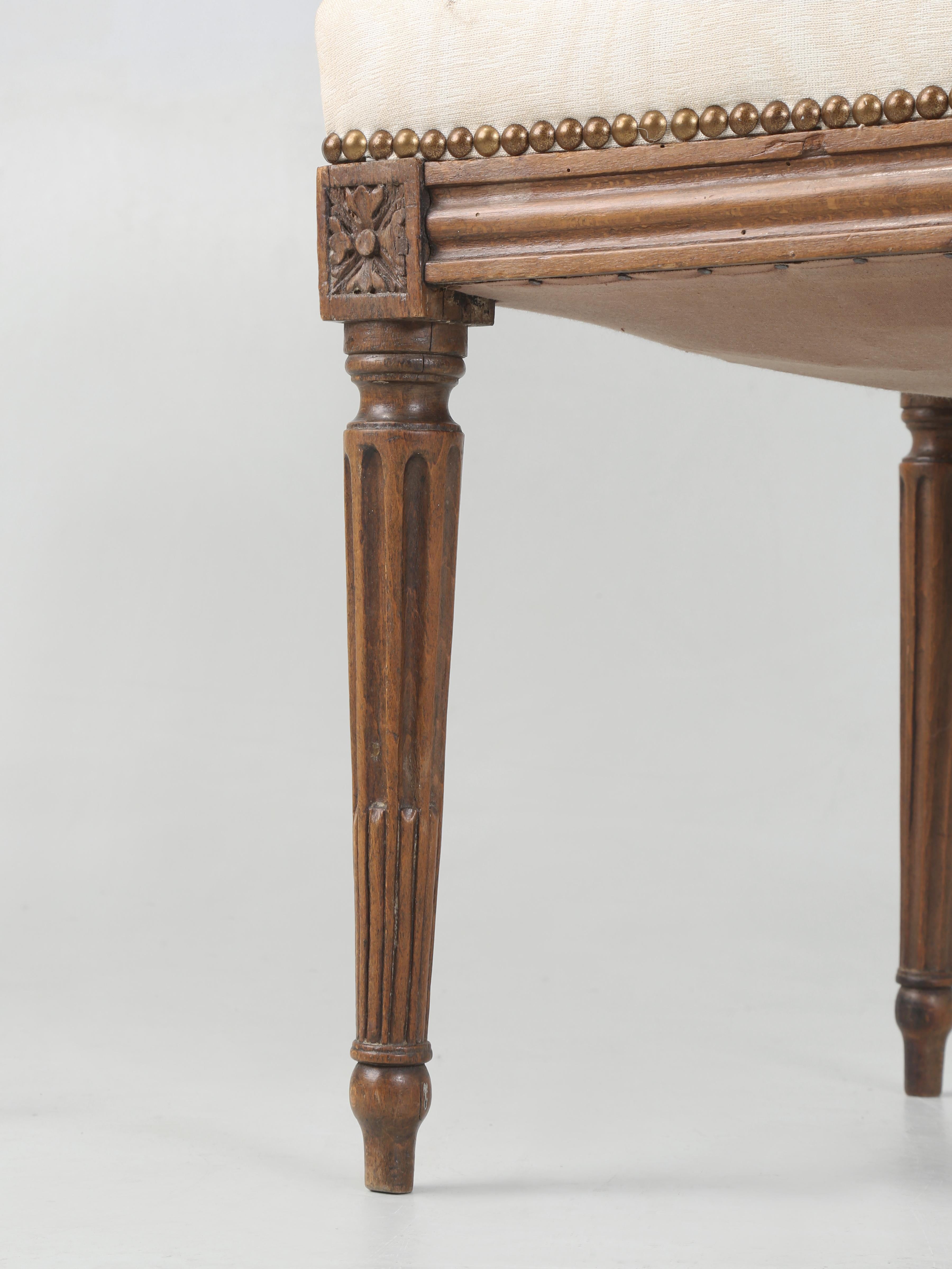 Antique French Louis XVI Side Chair in Hand-Carved Walnut Over 200-Years Old For Sale 6