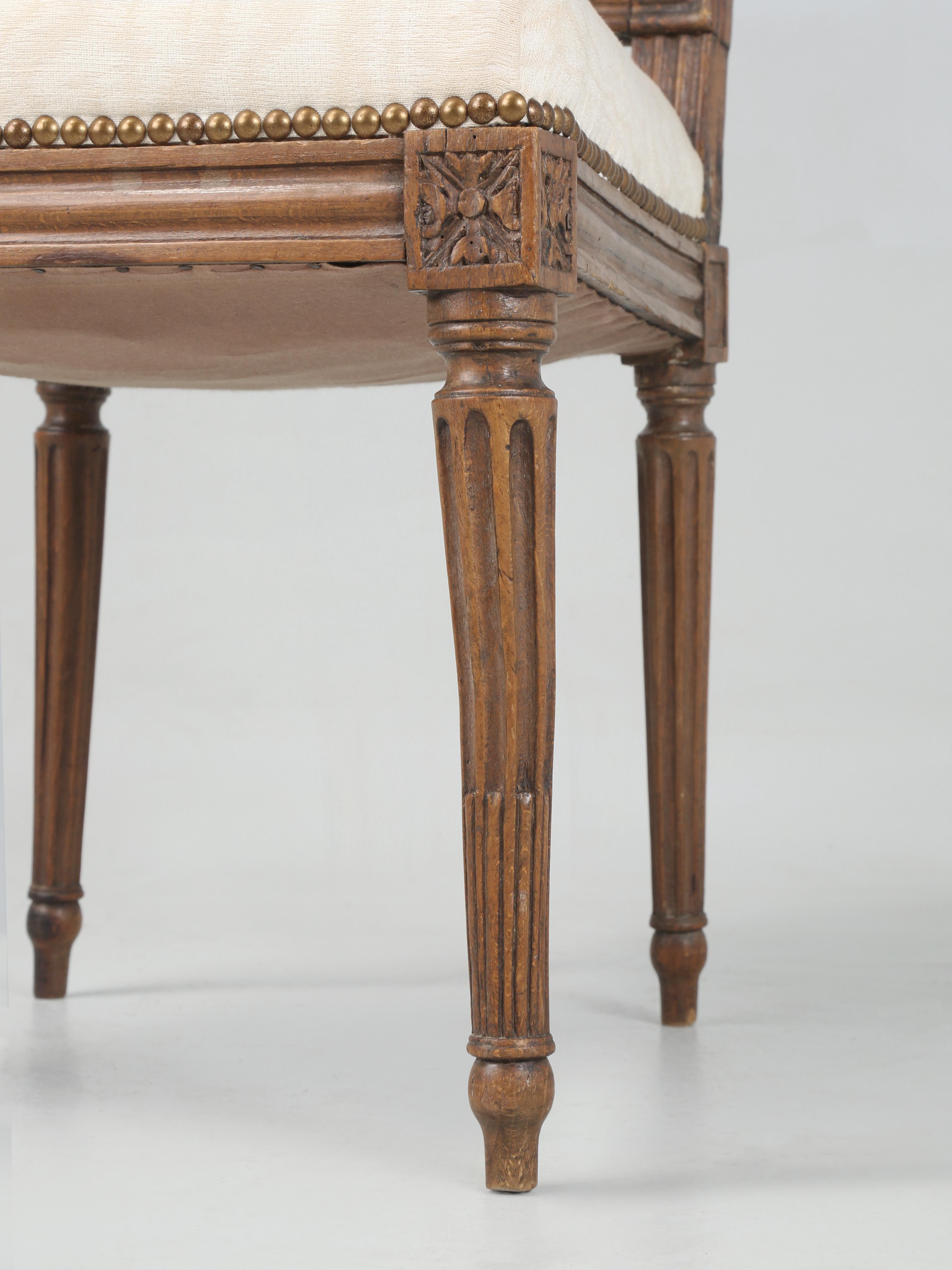 Antique French Louis XVI Side Chair in Hand-Carved Walnut Over 200-Years Old For Sale 7