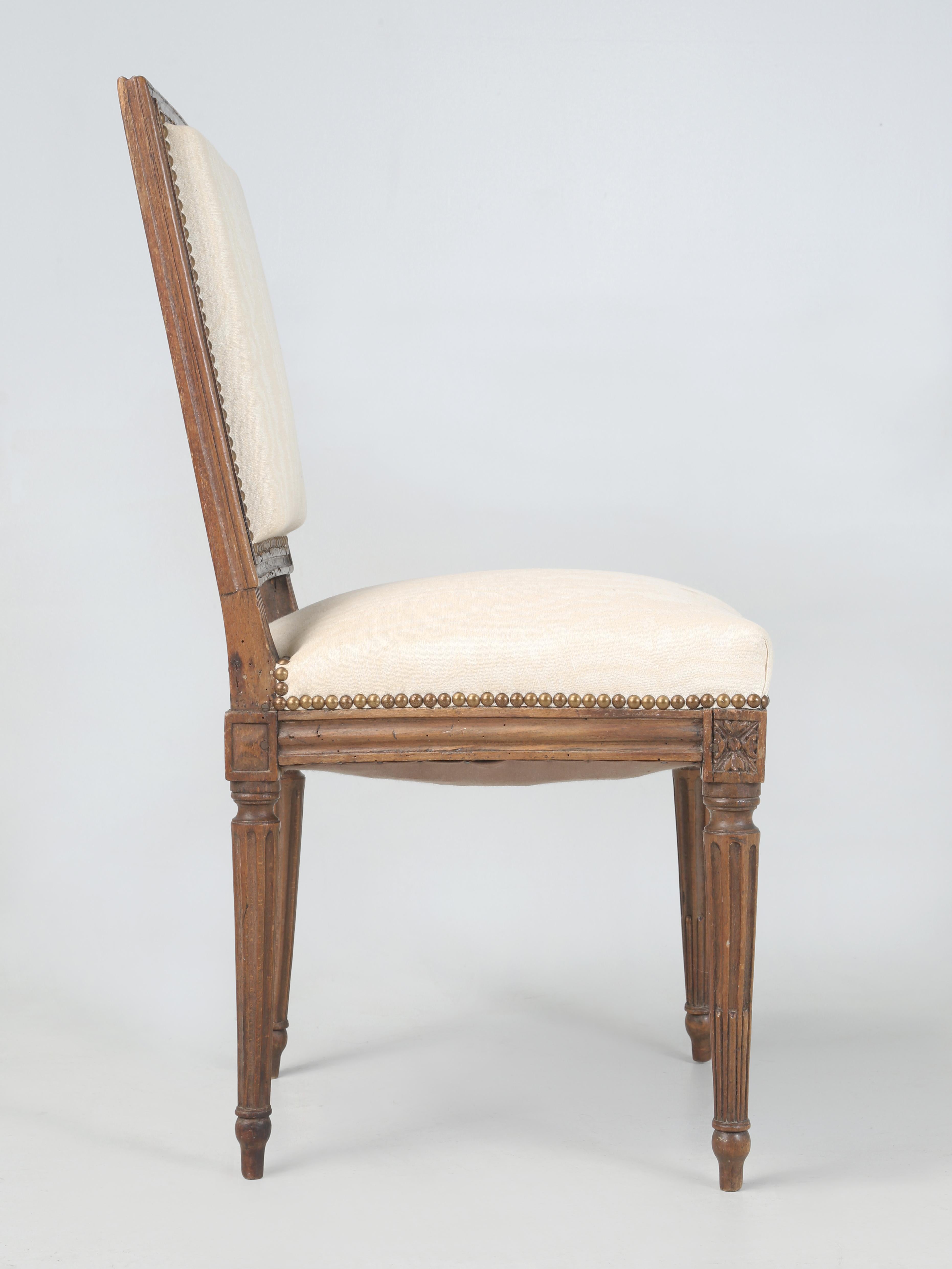 Antique French Louis XVI Side Chair in Hand-Carved Walnut Over 200-Years Old For Sale 8