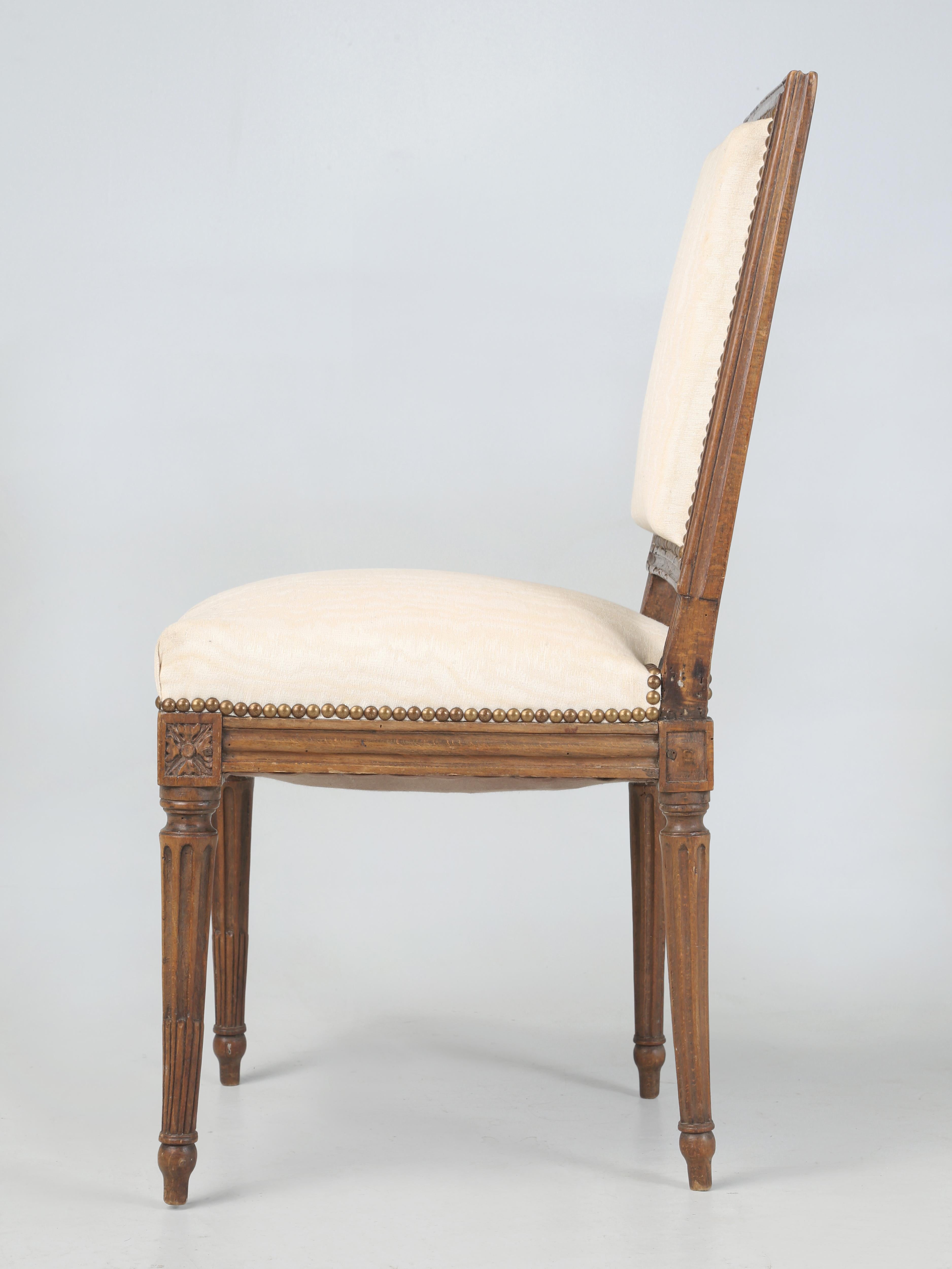Antique French Louis XVI Side Chair in Hand-Carved Walnut Over 200-Years Old For Sale 9