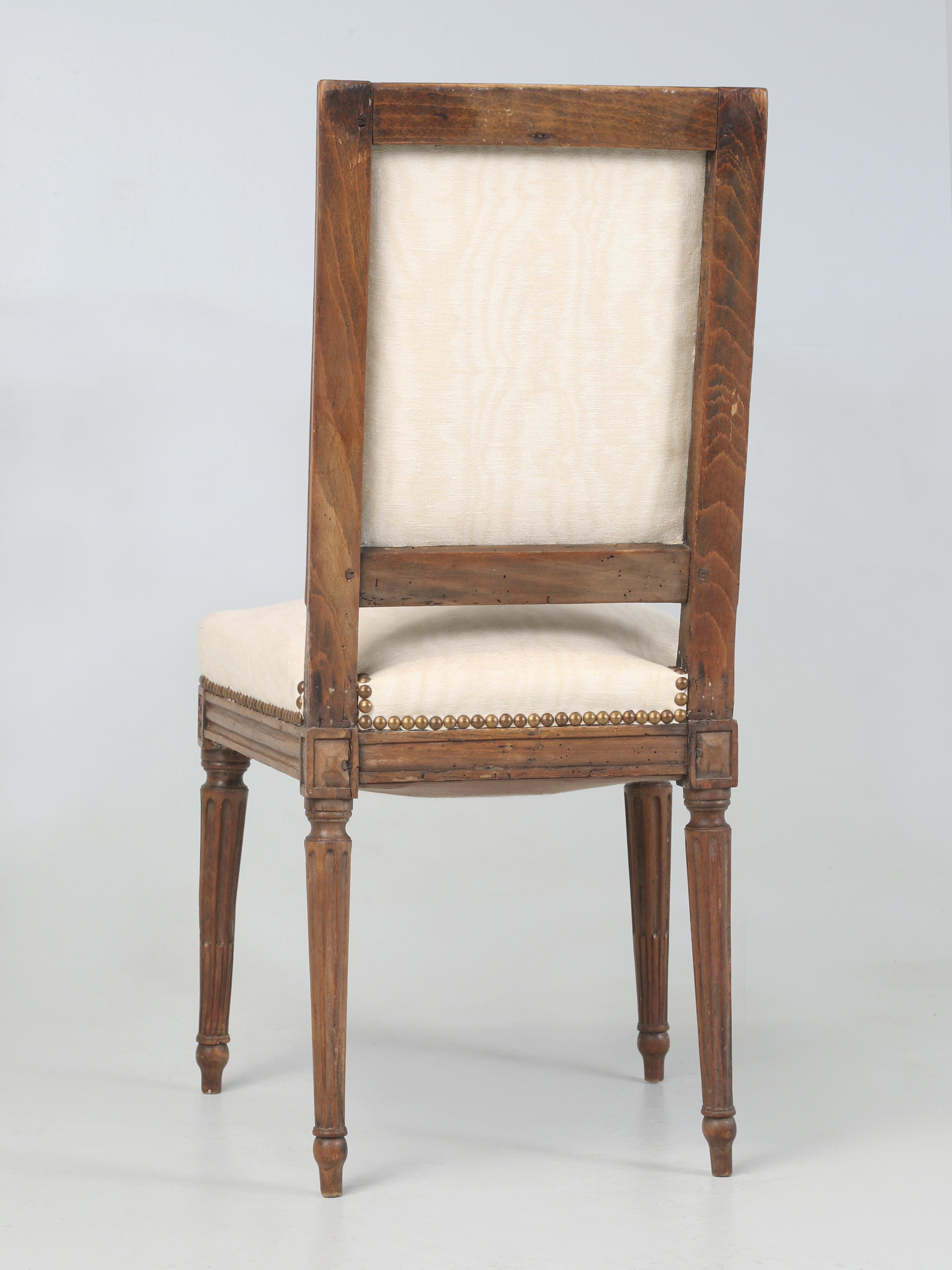Antique French Louis XVI Side Chair in Hand-Carved Walnut Over 200-Years Old For Sale 11