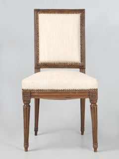 Antique French Louis XVI Side Chair in Hand-Carved Walnut Over 200-Years Old