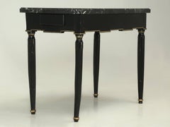 Antique French Louis XVI Side or End Table, Ebonized with a Marble Top