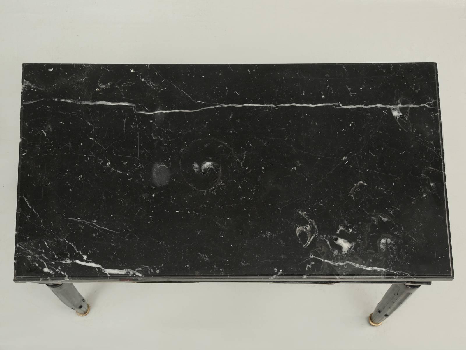 Antique French Louis XVI Side or End Table, Ebonized with a Marble Top In Good Condition In Chicago, IL